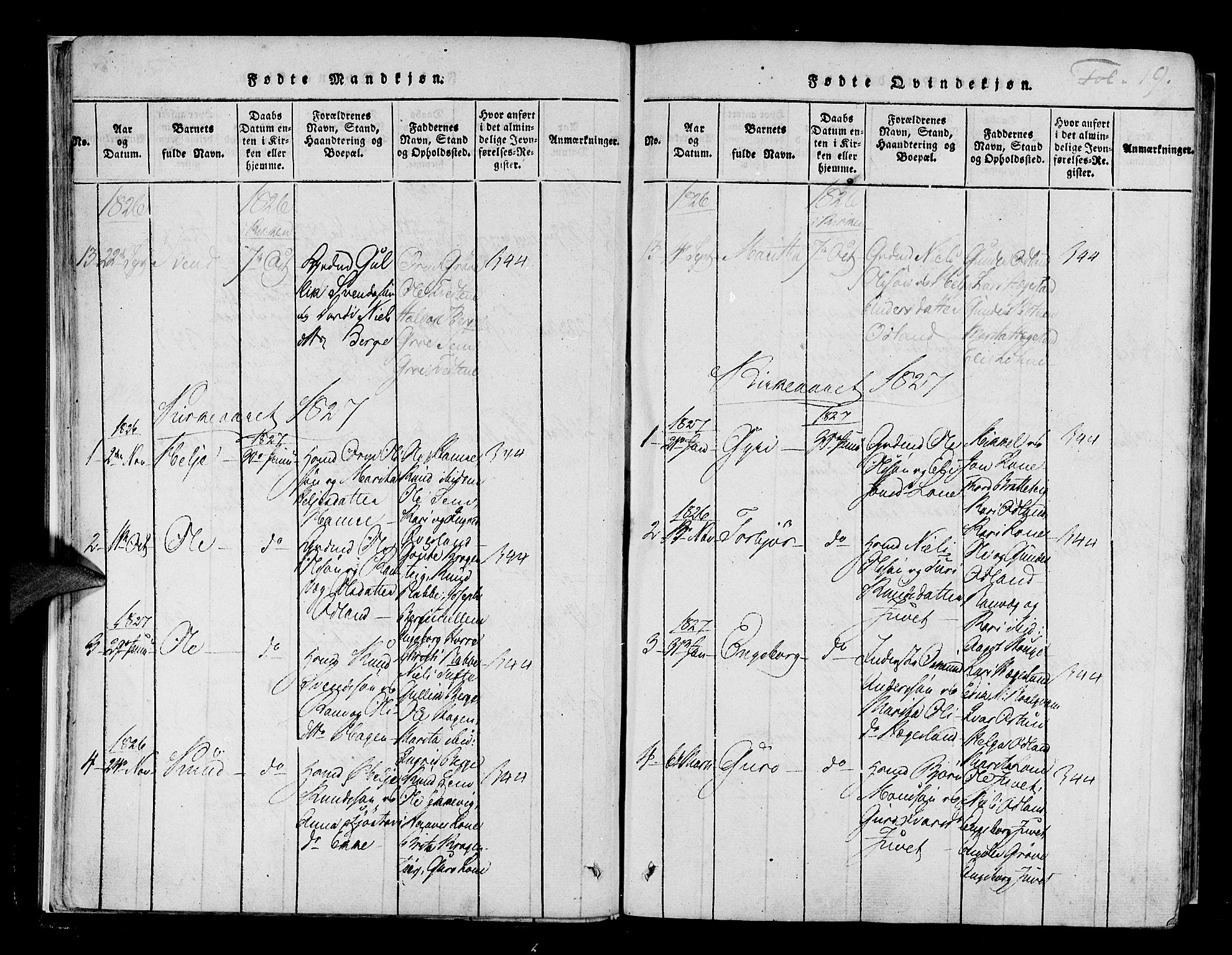Røldal sokneprestembete, SAB/A-100247: Parish register (official) no. A 2, 1817-1856, p. 19