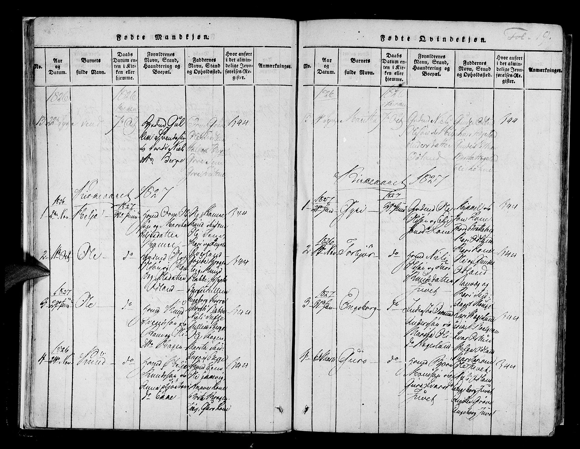 Røldal sokneprestembete, AV/SAB-A-100247: Parish register (official) no. A 2, 1817-1856, p. 19