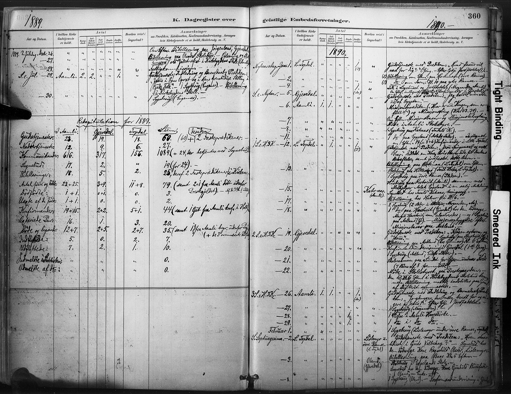 Åmli sokneprestkontor, SAK/1111-0050/F/Fa/Fac/L0010: Parish register (official) no. A 10 /1, 1885-1899, p. 360