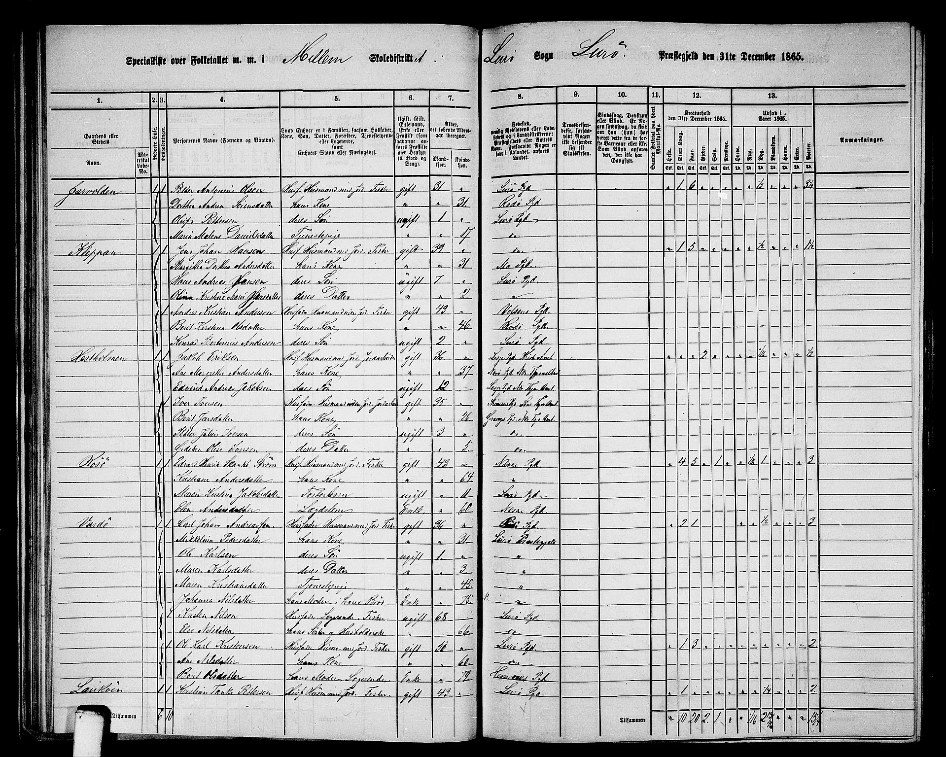 RA, 1865 census for Lurøy, 1865, p. 40