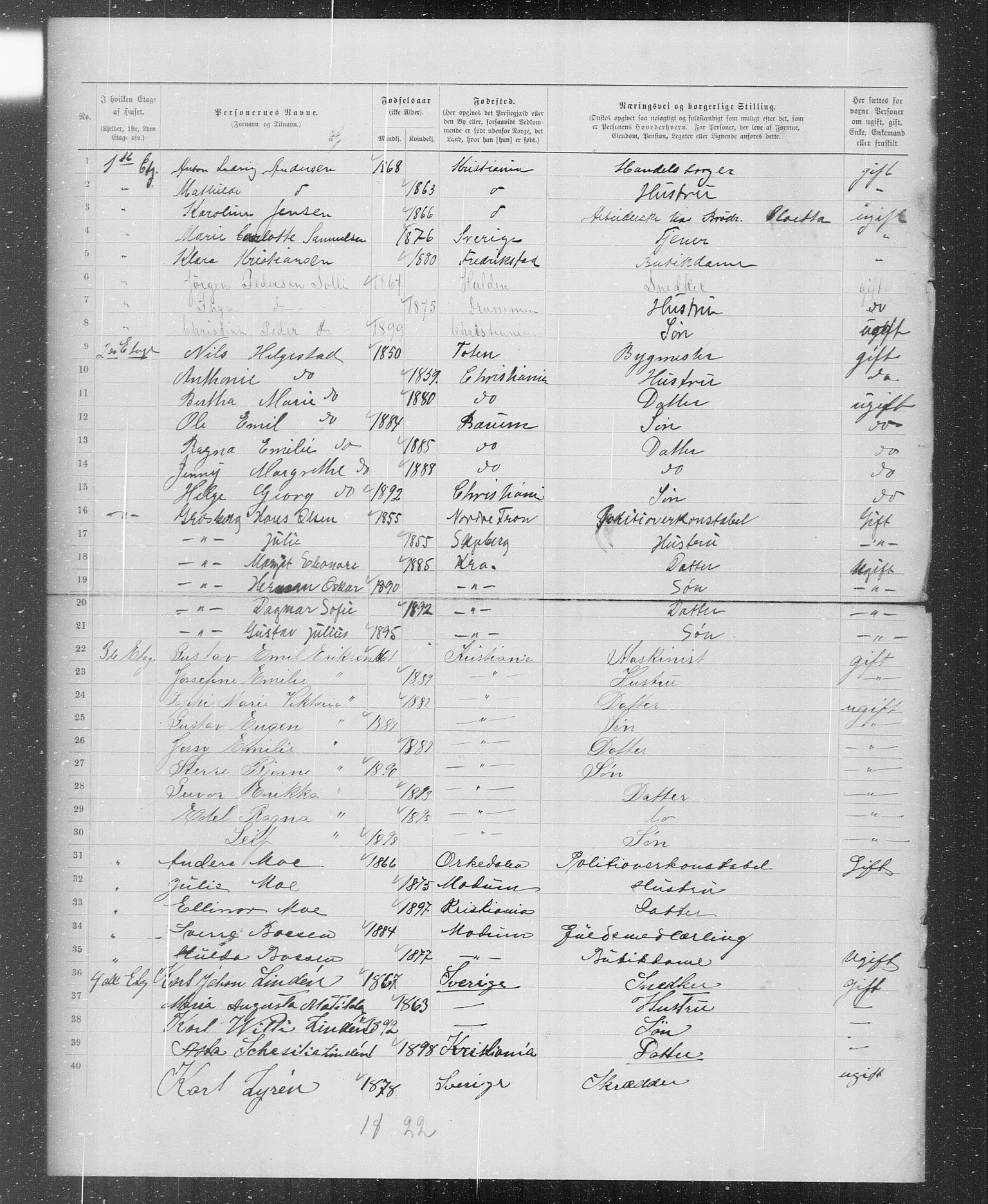 OBA, Municipal Census 1899 for Kristiania, 1899, p. 849