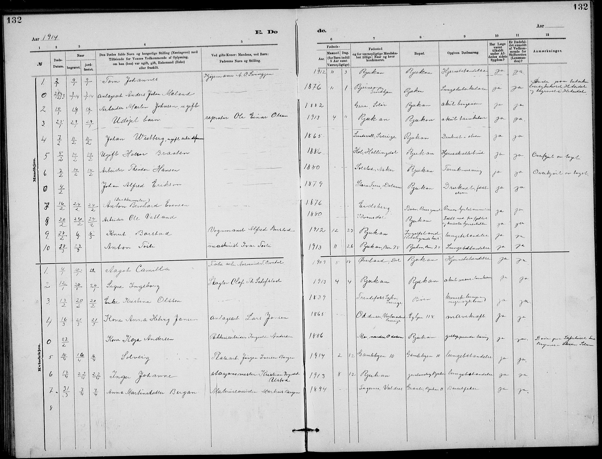 Rjukan kirkebøker, SAKO/A-294/G/Ga/L0001: Parish register (copy) no. 1, 1880-1914, p. 132