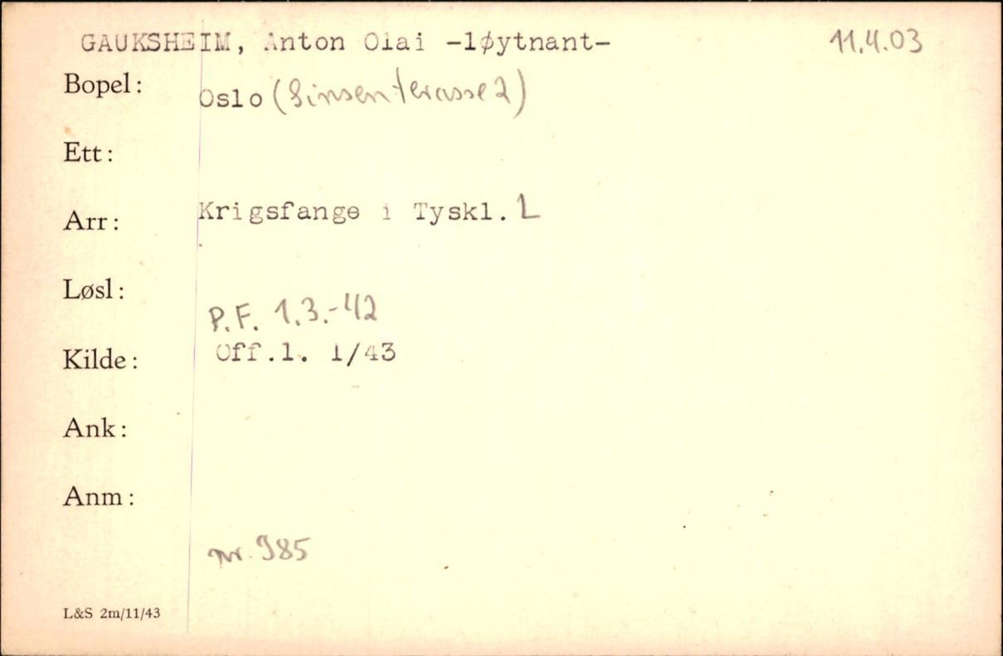 Forsvaret, Forsvarets krigshistoriske avdeling, AV/RA-RAFA-2017/Y/Yf/L0200: II-C-11-2102  -  Norske krigsfanger i Tyskland, 1940-1945, p. 299