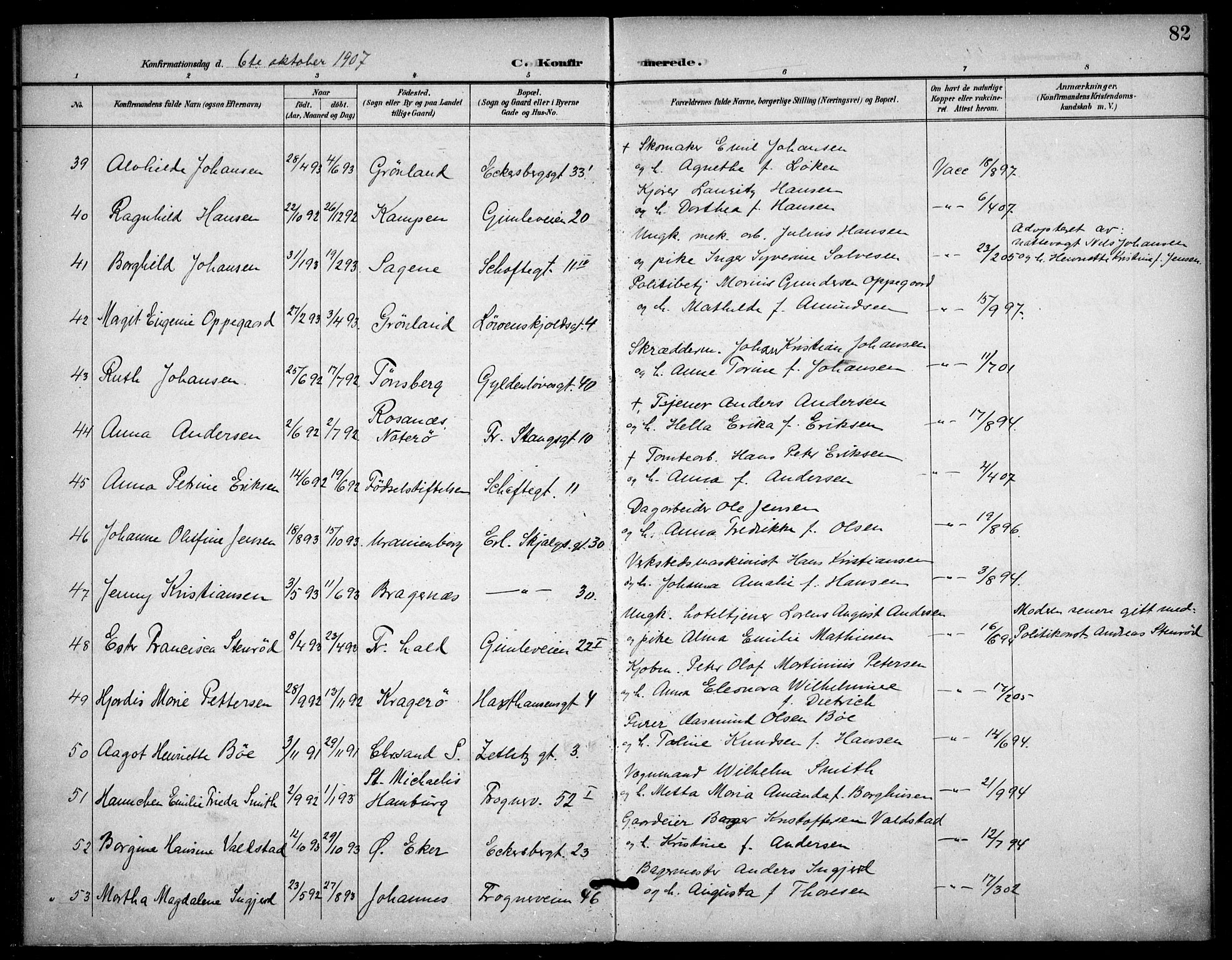 Frogner prestekontor Kirkebøker, AV/SAO-A-10886/F/Fa/L0001: Parish register (official) no. 1, 1898-1916, p. 82