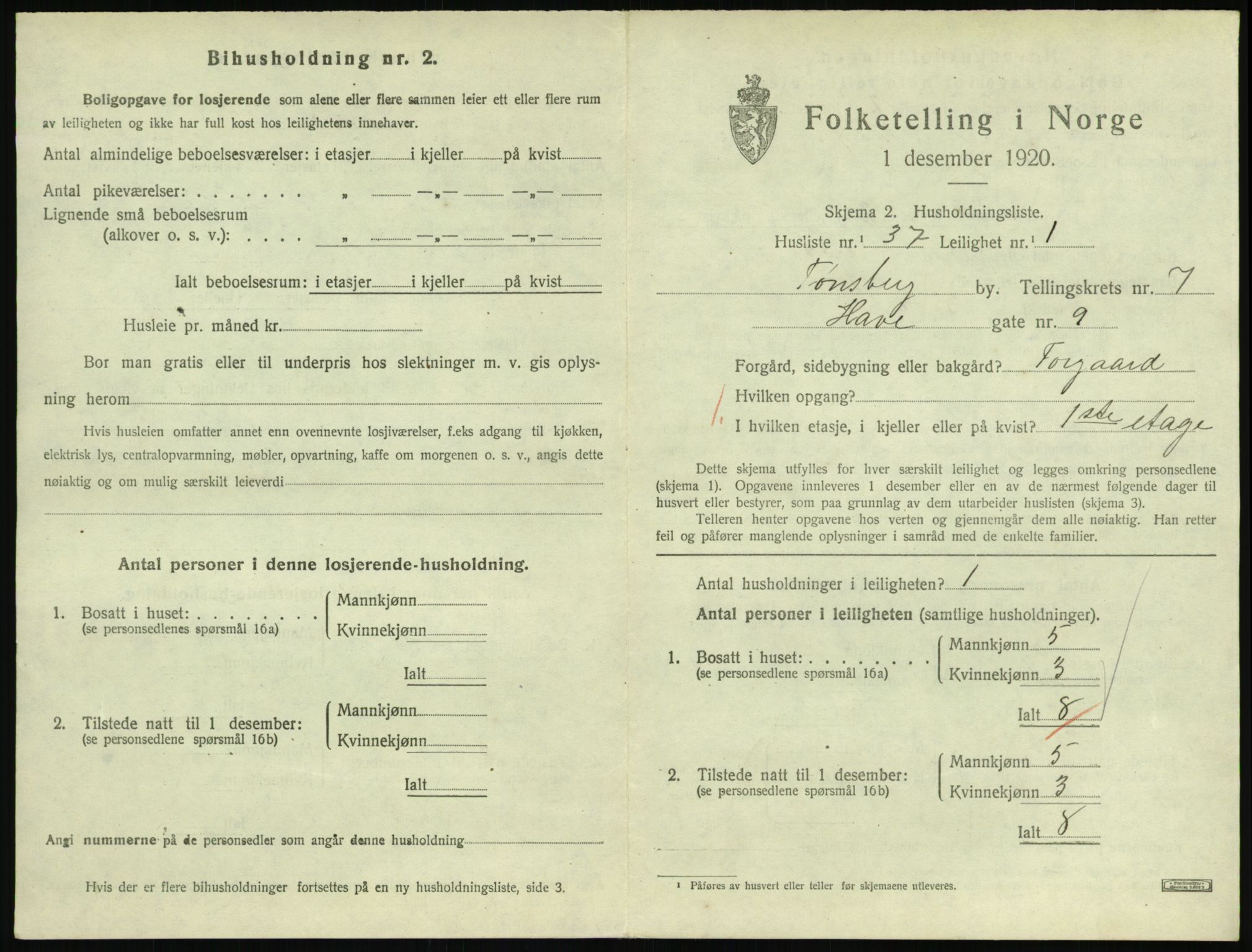 SAKO, 1920 census for Tønsberg, 1920, p. 4211