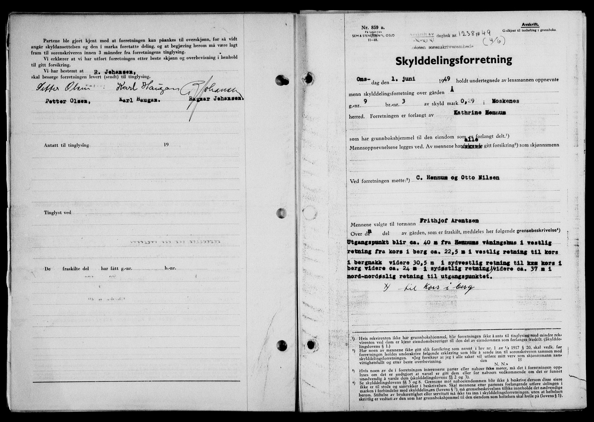 Lofoten sorenskriveri, SAT/A-0017/1/2/2C/L0021a: Mortgage book no. 21a, 1949-1949, Diary no: : 1238/1949