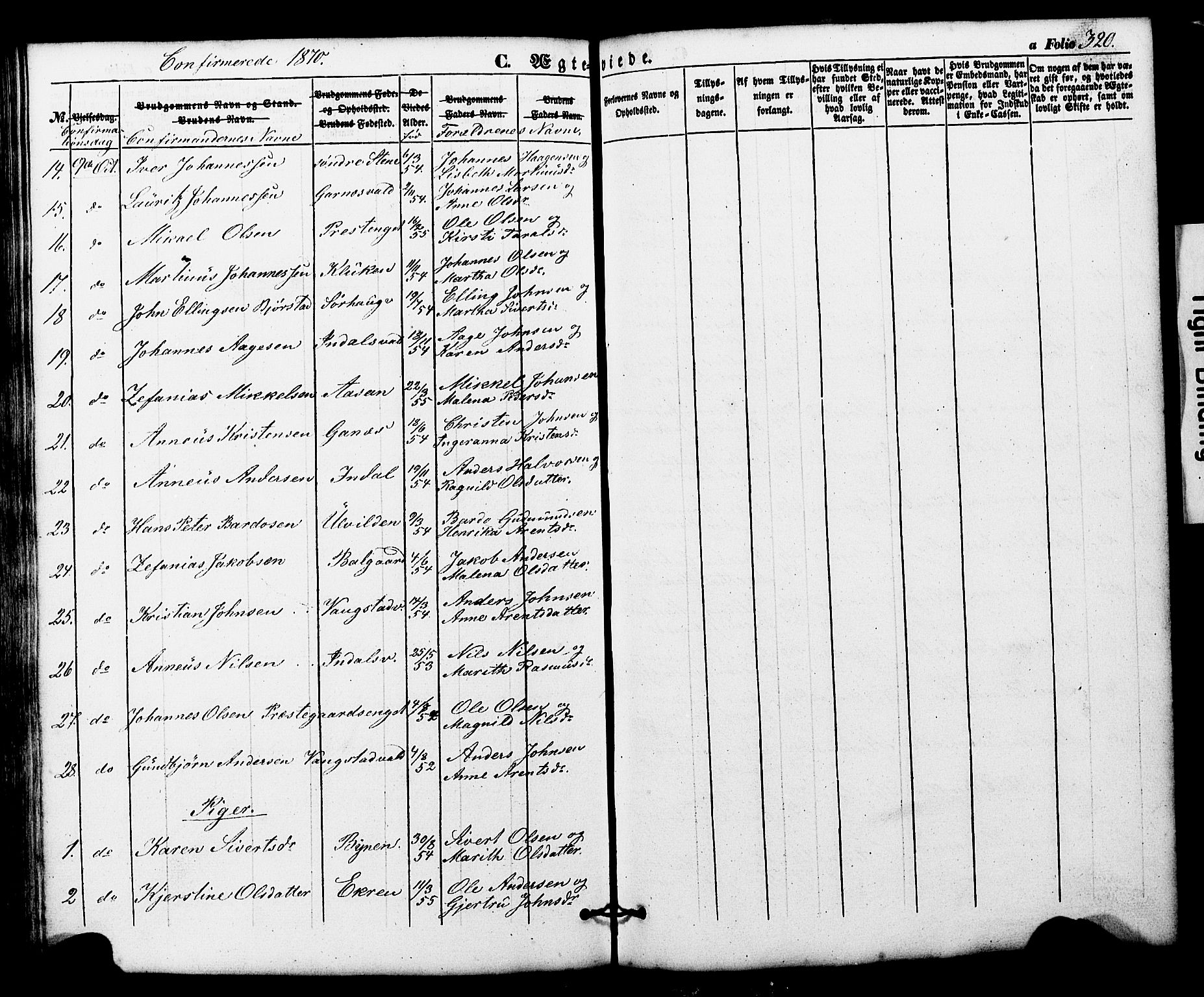 Ministerialprotokoller, klokkerbøker og fødselsregistre - Nord-Trøndelag, SAT/A-1458/724/L0268: Parish register (copy) no. 724C04, 1846-1878, p. 320