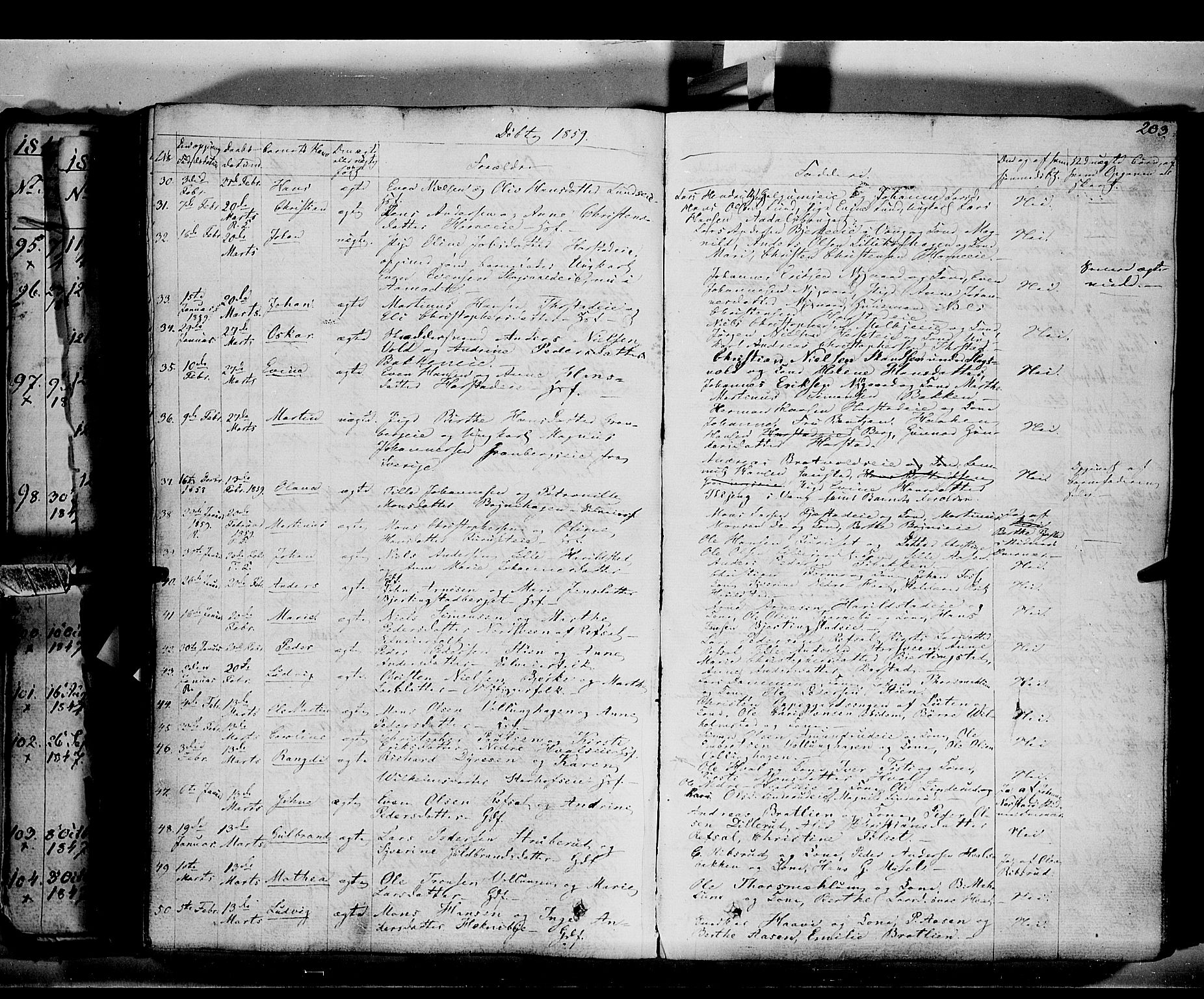 Romedal prestekontor, AV/SAH-PREST-004/K/L0004: Parish register (official) no. 4, 1847-1861, p. 203