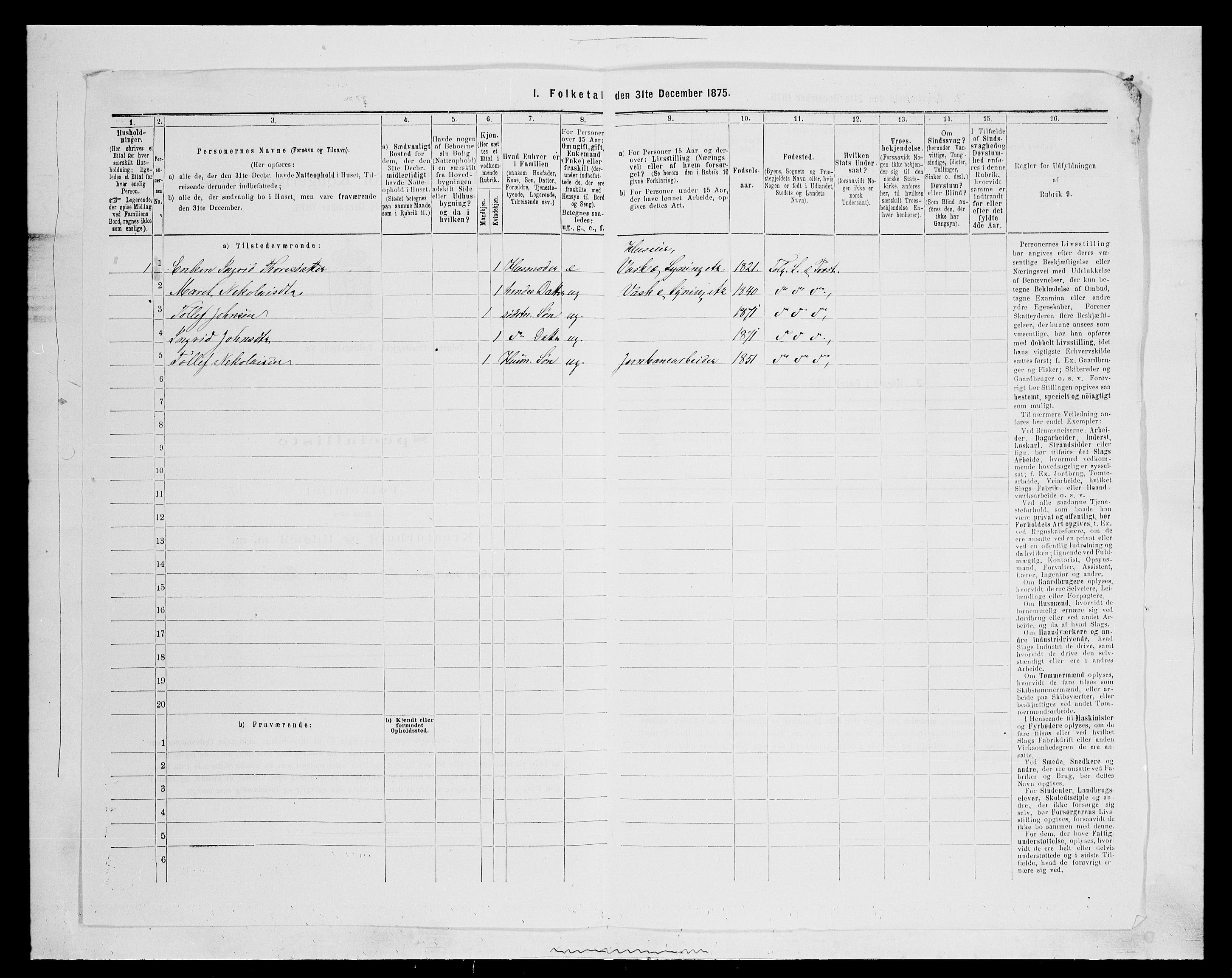 SAH, 1875 census for 0436P Tolga, 1875, p. 470