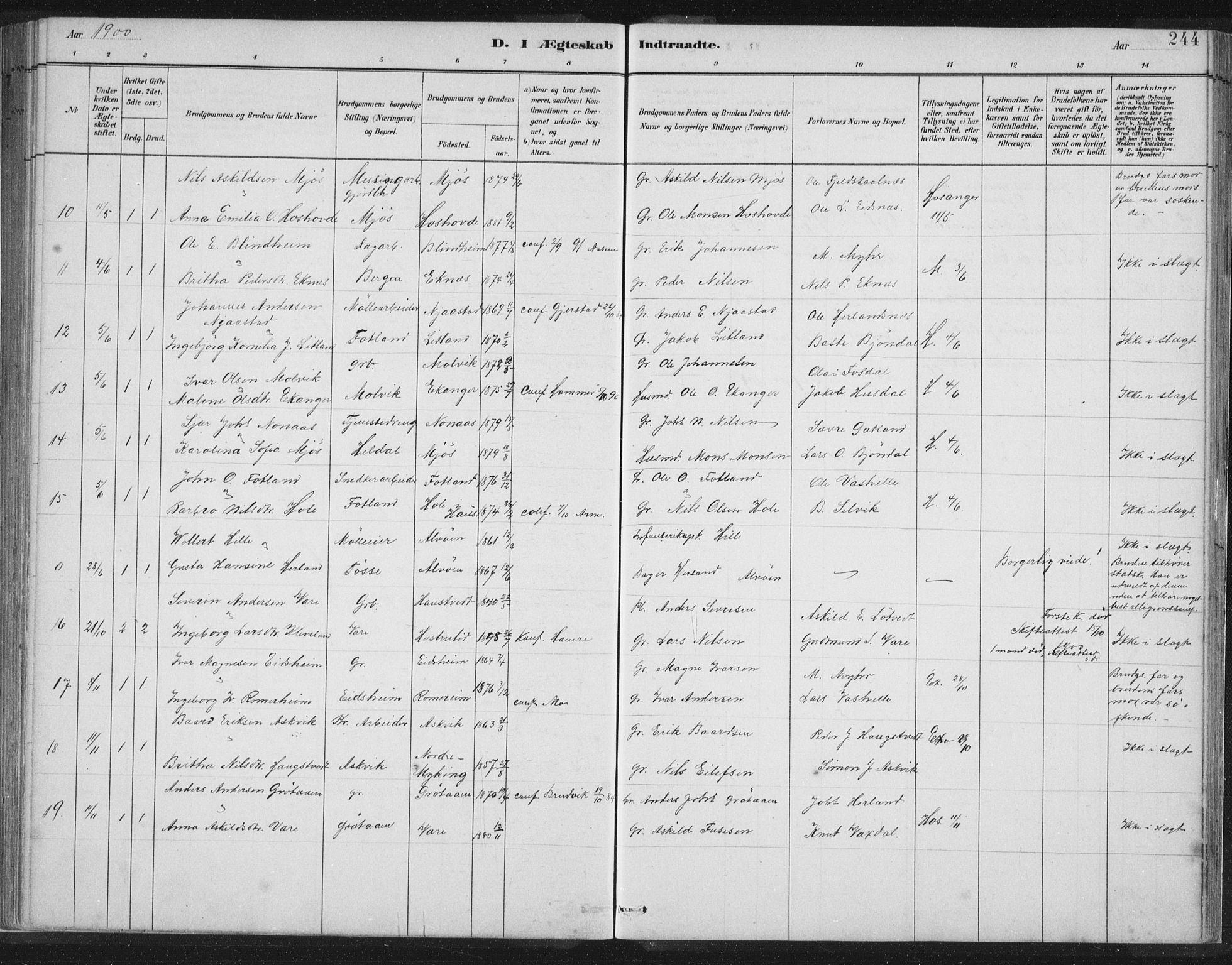 Hosanger sokneprestembete, AV/SAB-A-75801/H/Hab: Parish register (copy) no. A 3 II, 1882-1903, p. 244