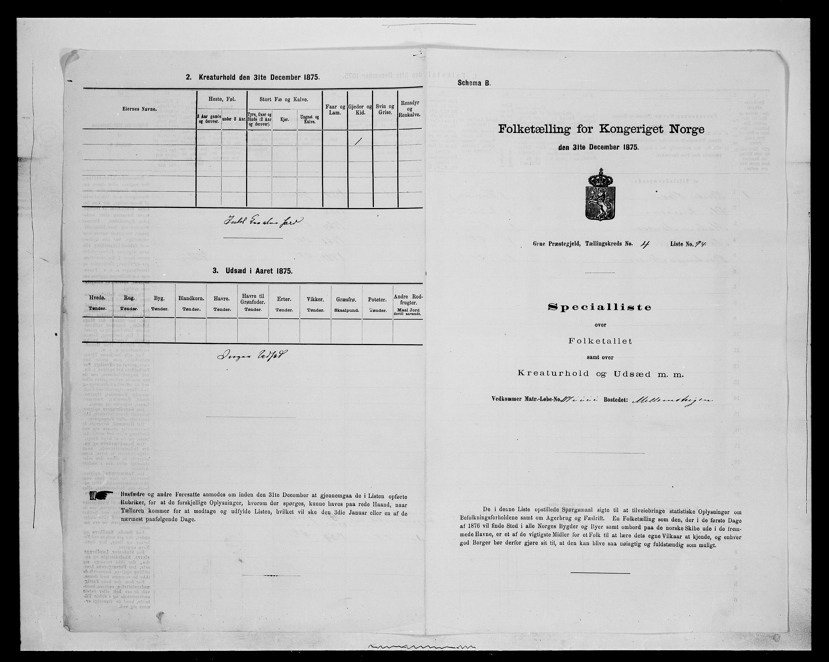 SAH, 1875 census for 0423P Grue, 1875, p. 901