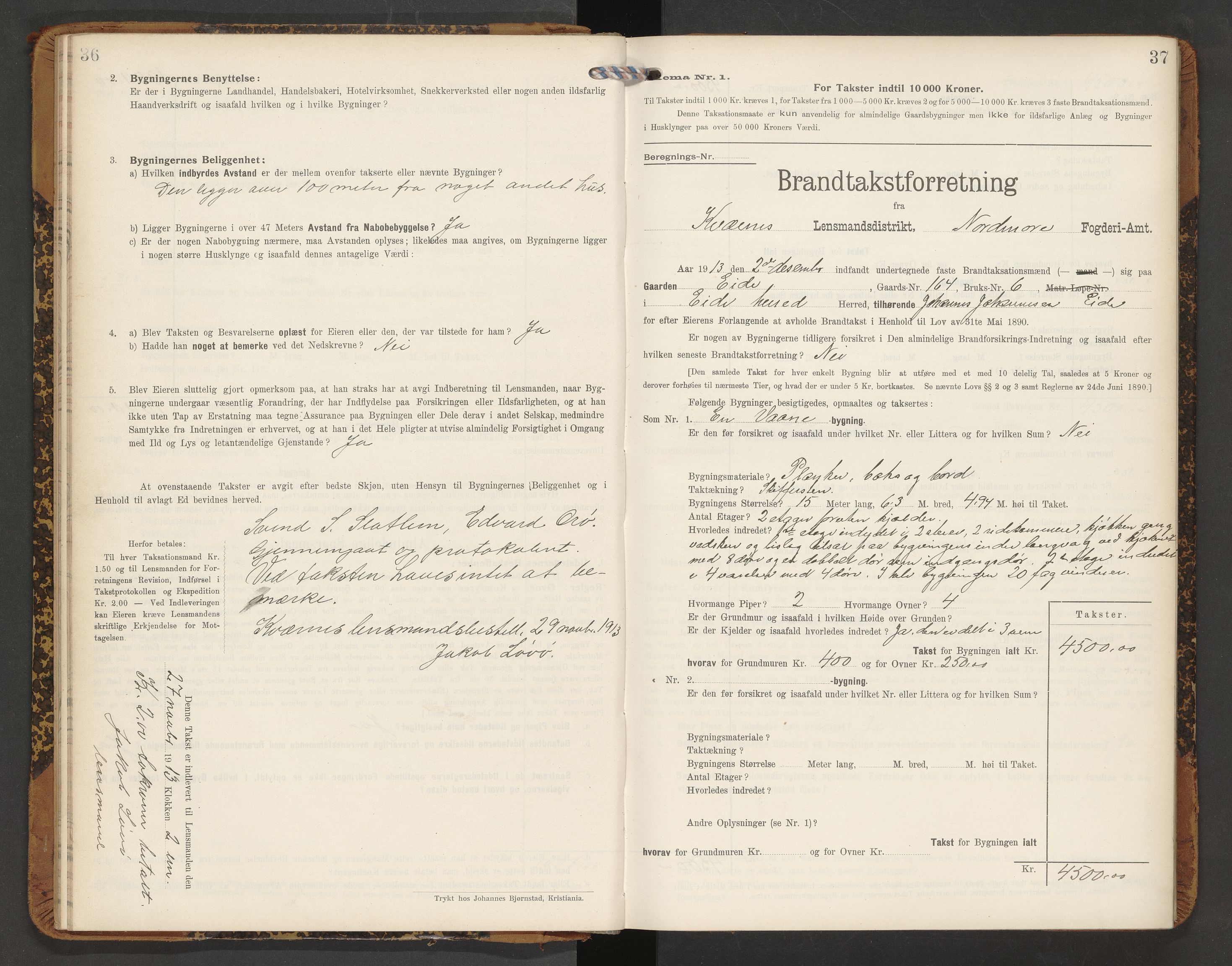 Norges Brannkasse Averøy og Frei, AV/SAT-A-5505/Fb/L0003: Branntakstprotokoll, 1910-1926, p. 36-37