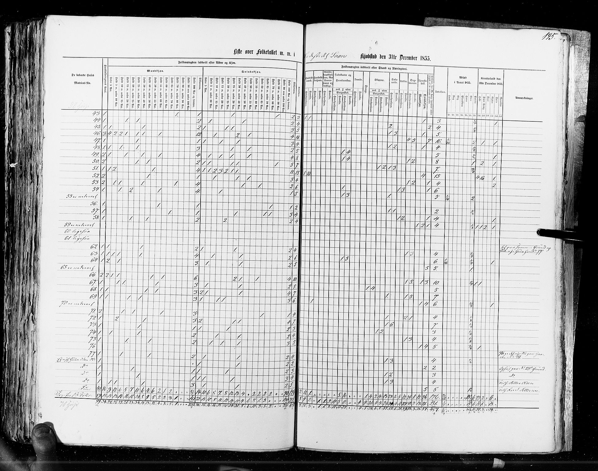 RA, Census 1855, vol. 7: Fredrikshald-Kragerø, 1855, p. 145