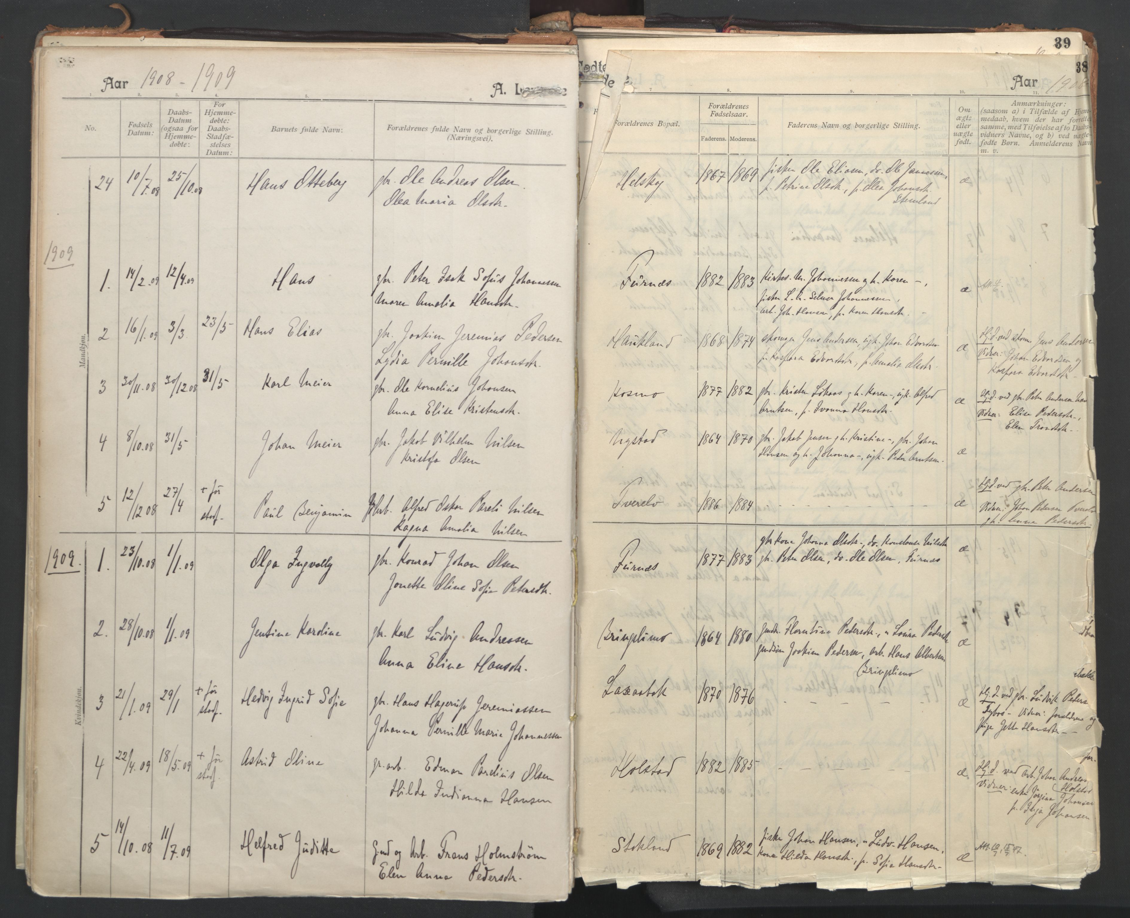 Ministerialprotokoller, klokkerbøker og fødselsregistre - Nordland, AV/SAT-A-1459/851/L0724: Parish register (official) no. 851A01, 1901-1922, p. 38