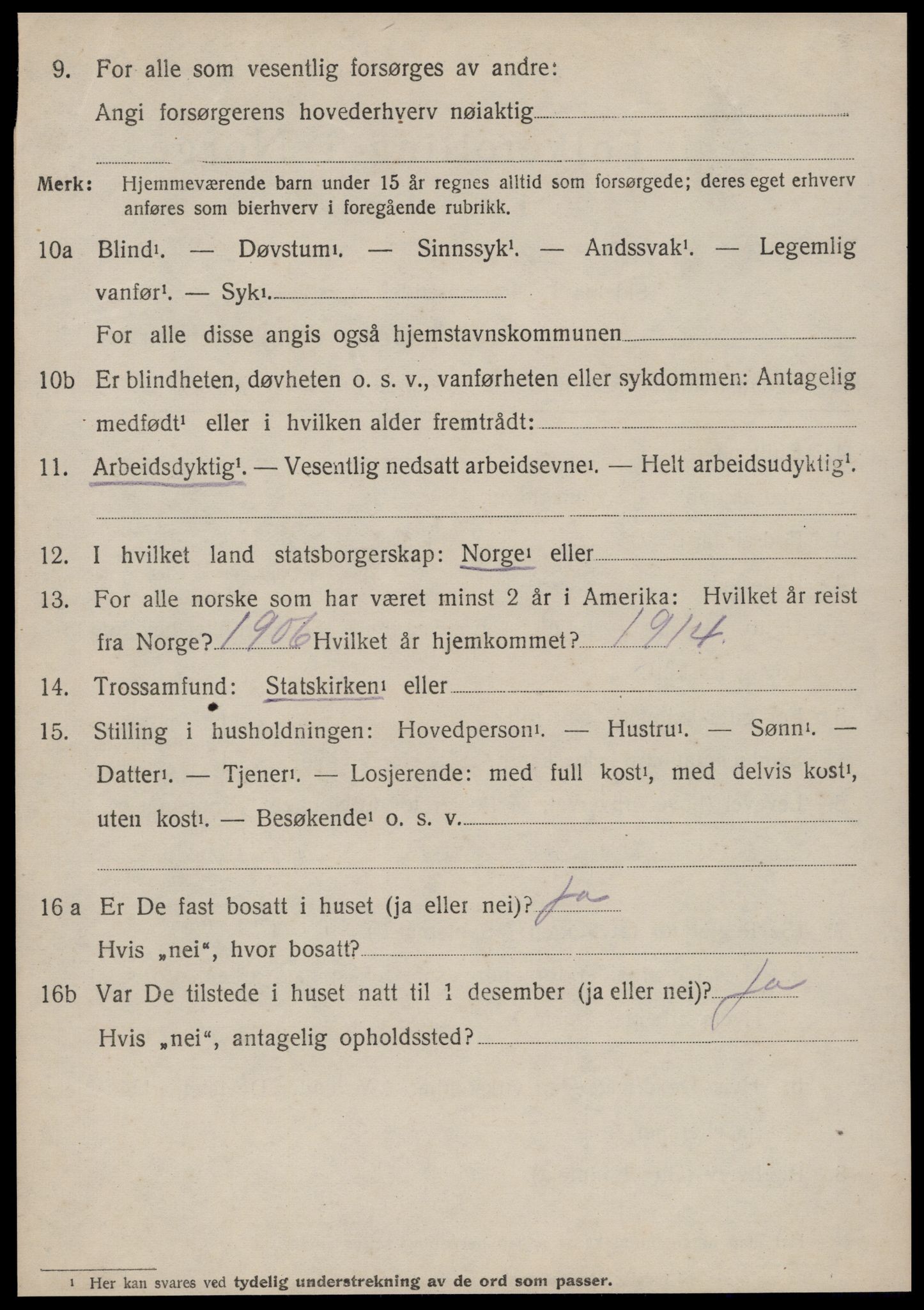 SAT, 1920 census for Volda, 1920, p. 12383