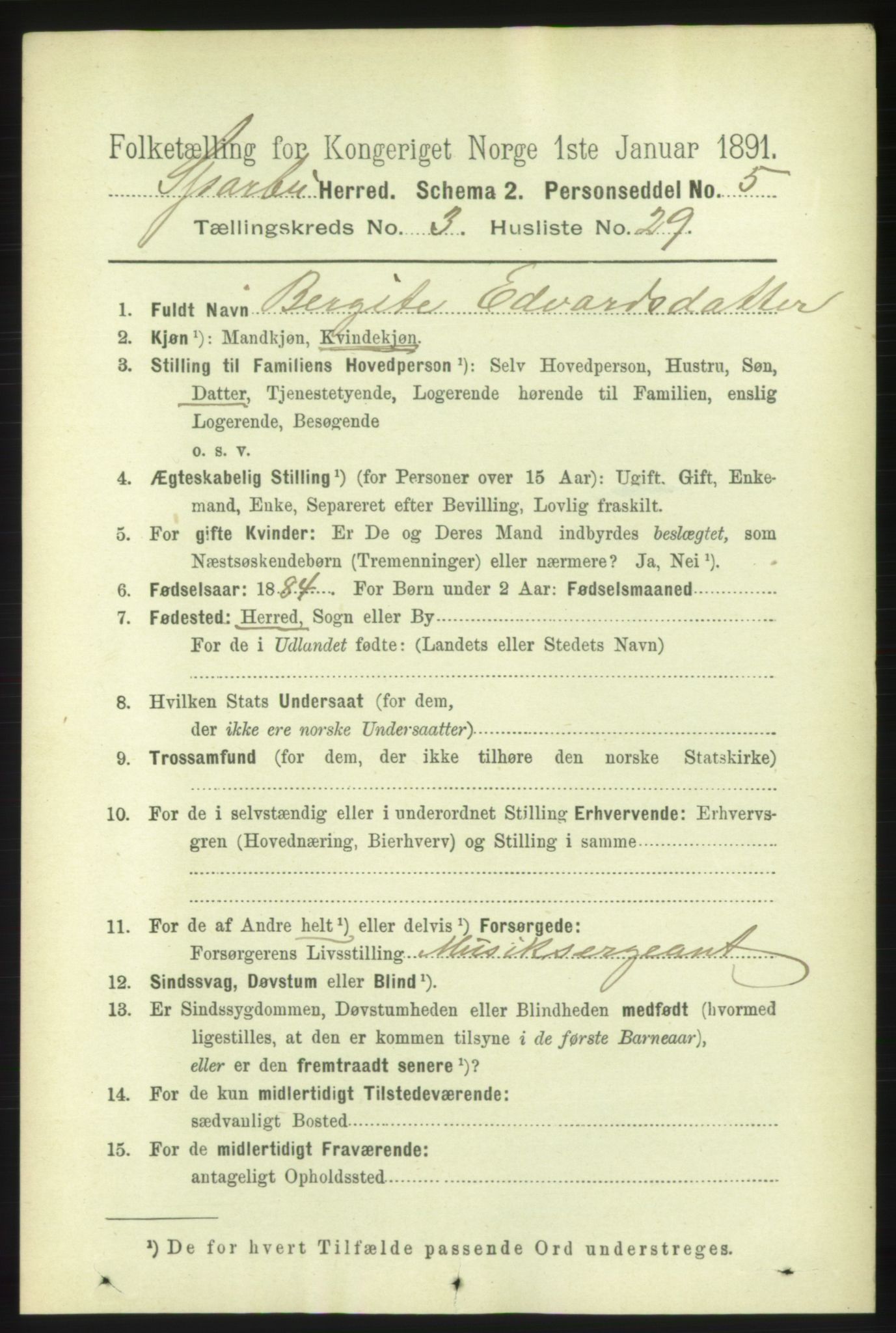 RA, 1891 census for 1731 Sparbu, 1891, p. 1023