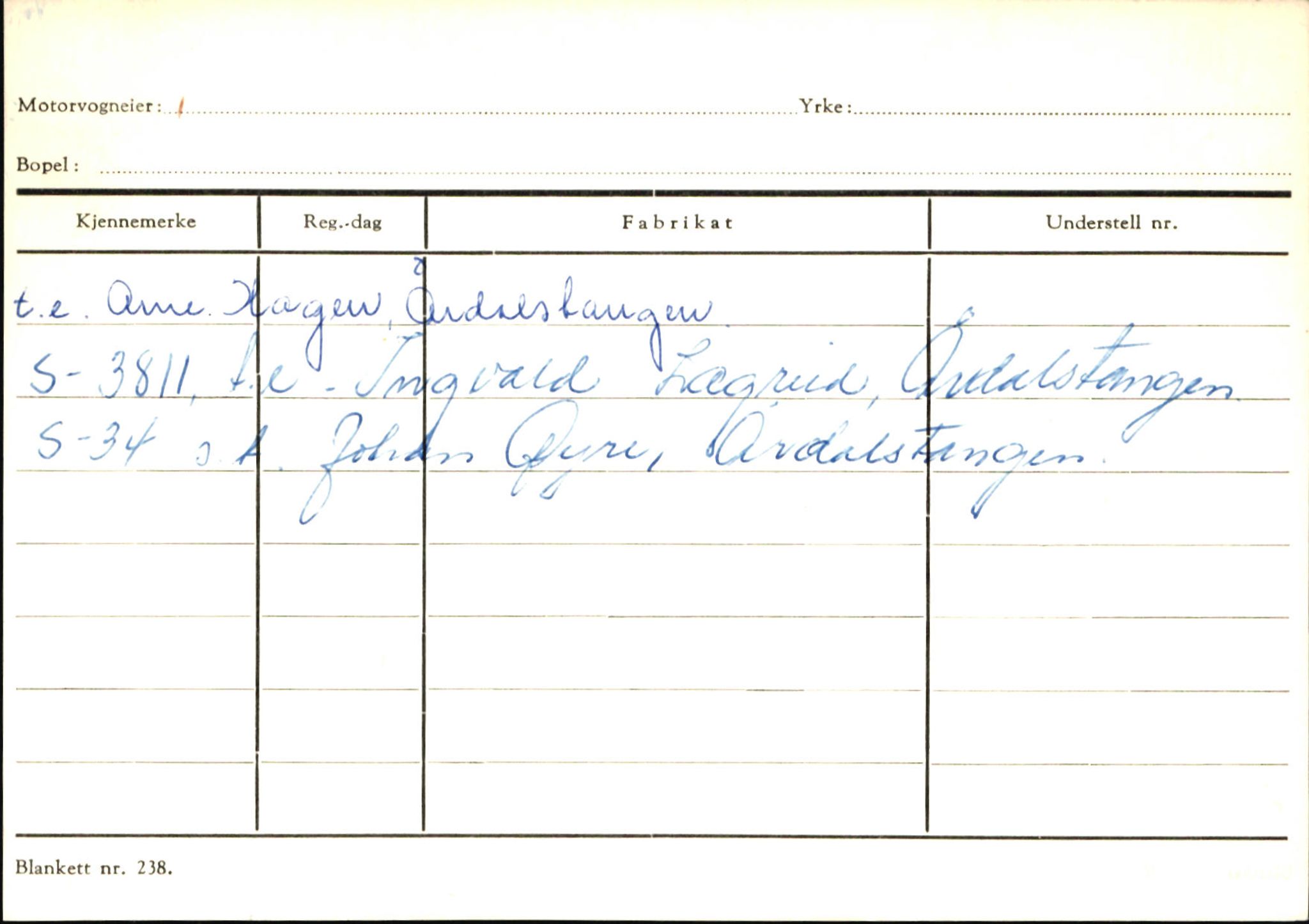 Statens vegvesen, Sogn og Fjordane vegkontor, SAB/A-5301/4/F/L0145: Registerkort Vågsøy S-Å. Årdal I-P, 1945-1975, p. 1554