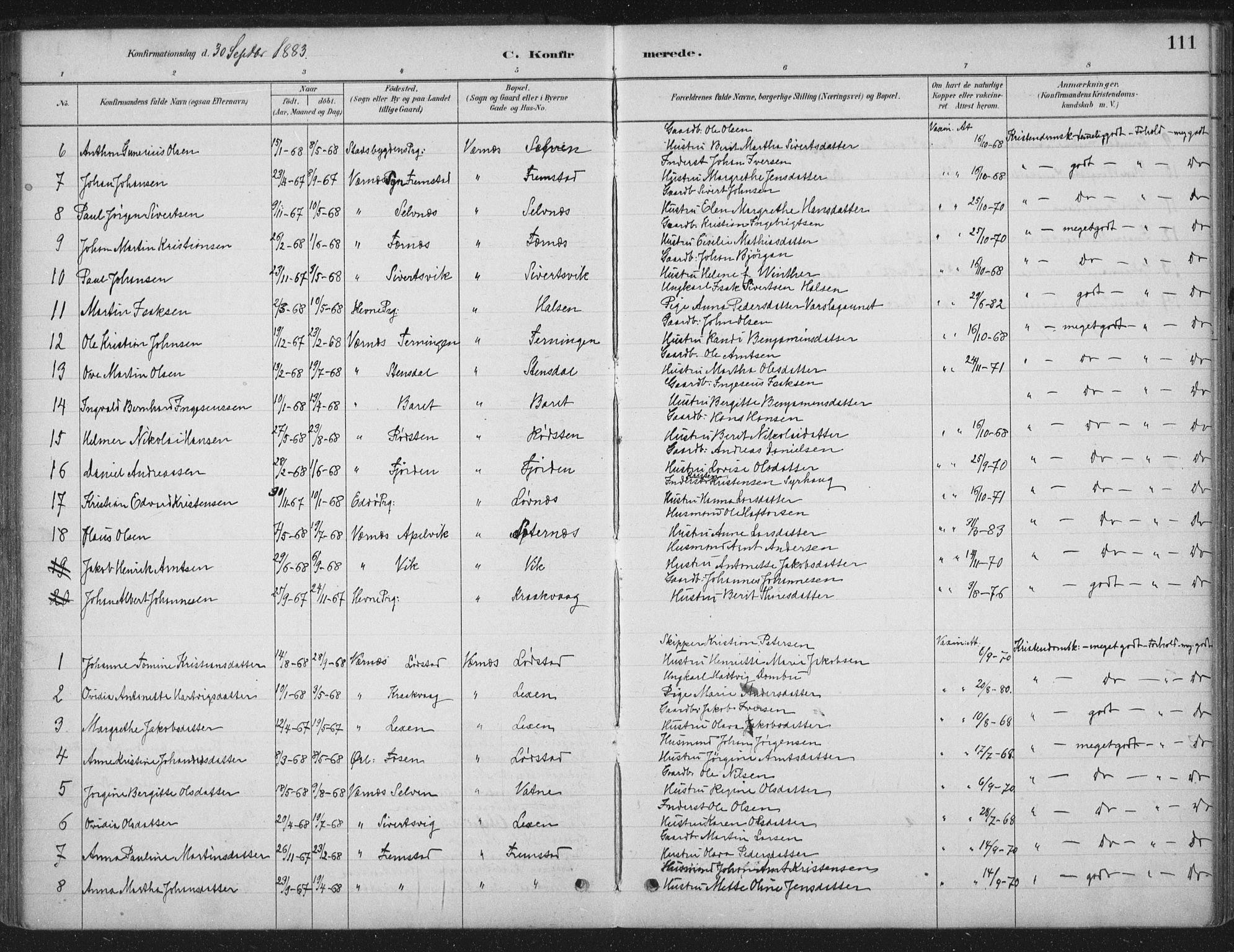 Ministerialprotokoller, klokkerbøker og fødselsregistre - Sør-Trøndelag, SAT/A-1456/662/L0755: Parish register (official) no. 662A01, 1879-1905, p. 111