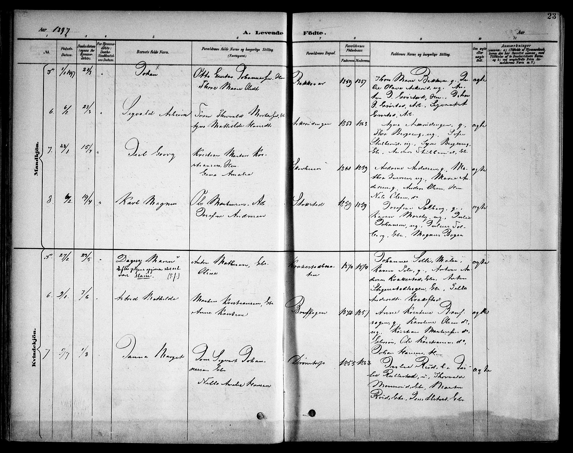 Kråkstad prestekontor Kirkebøker, AV/SAO-A-10125a/F/Fb/L0002: Parish register (official) no. II 2, 1893-1917, p. 23