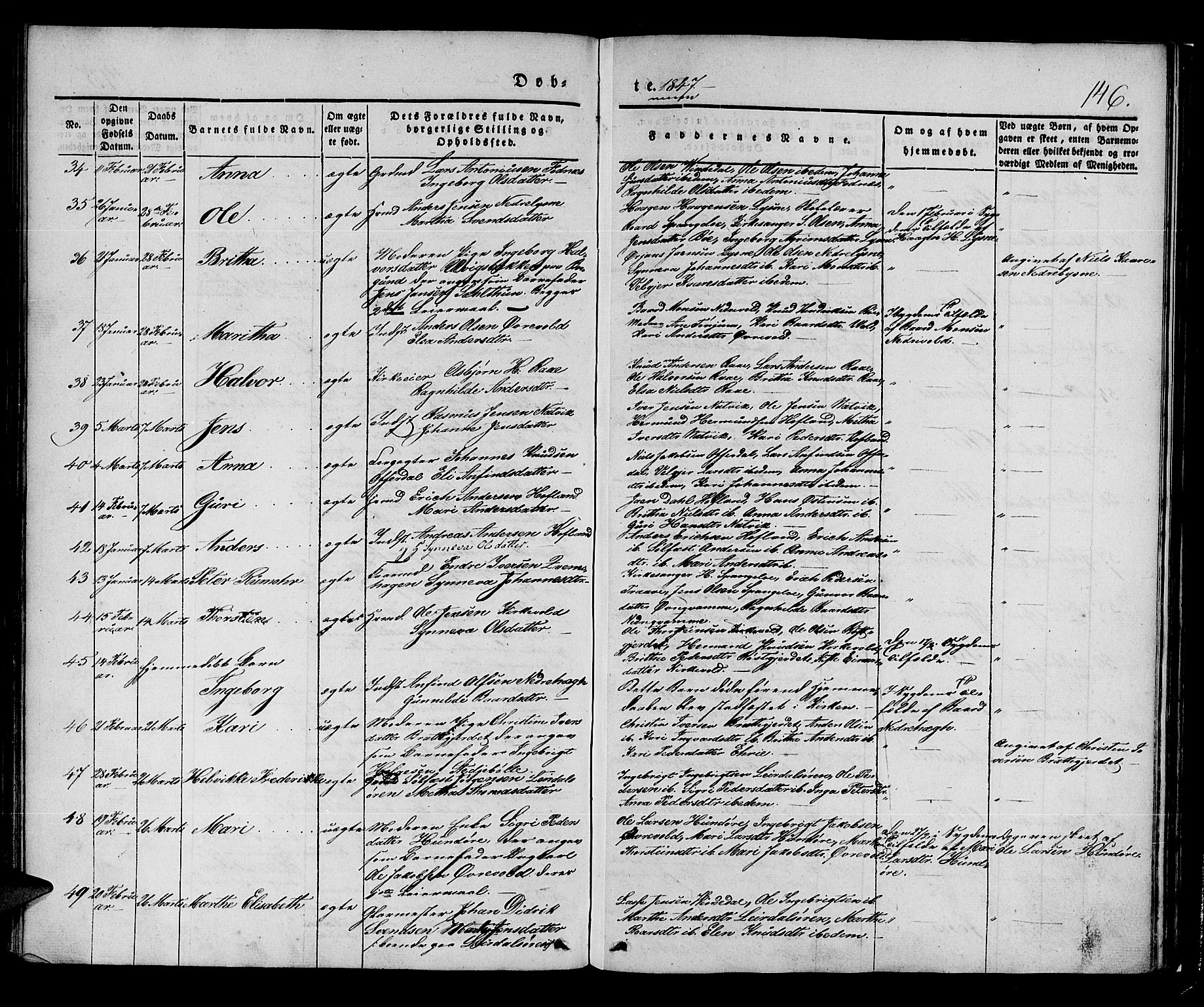Lærdal sokneprestembete, SAB/A-81201: Parish register (official) no. A 6, 1835-1849, p. 146