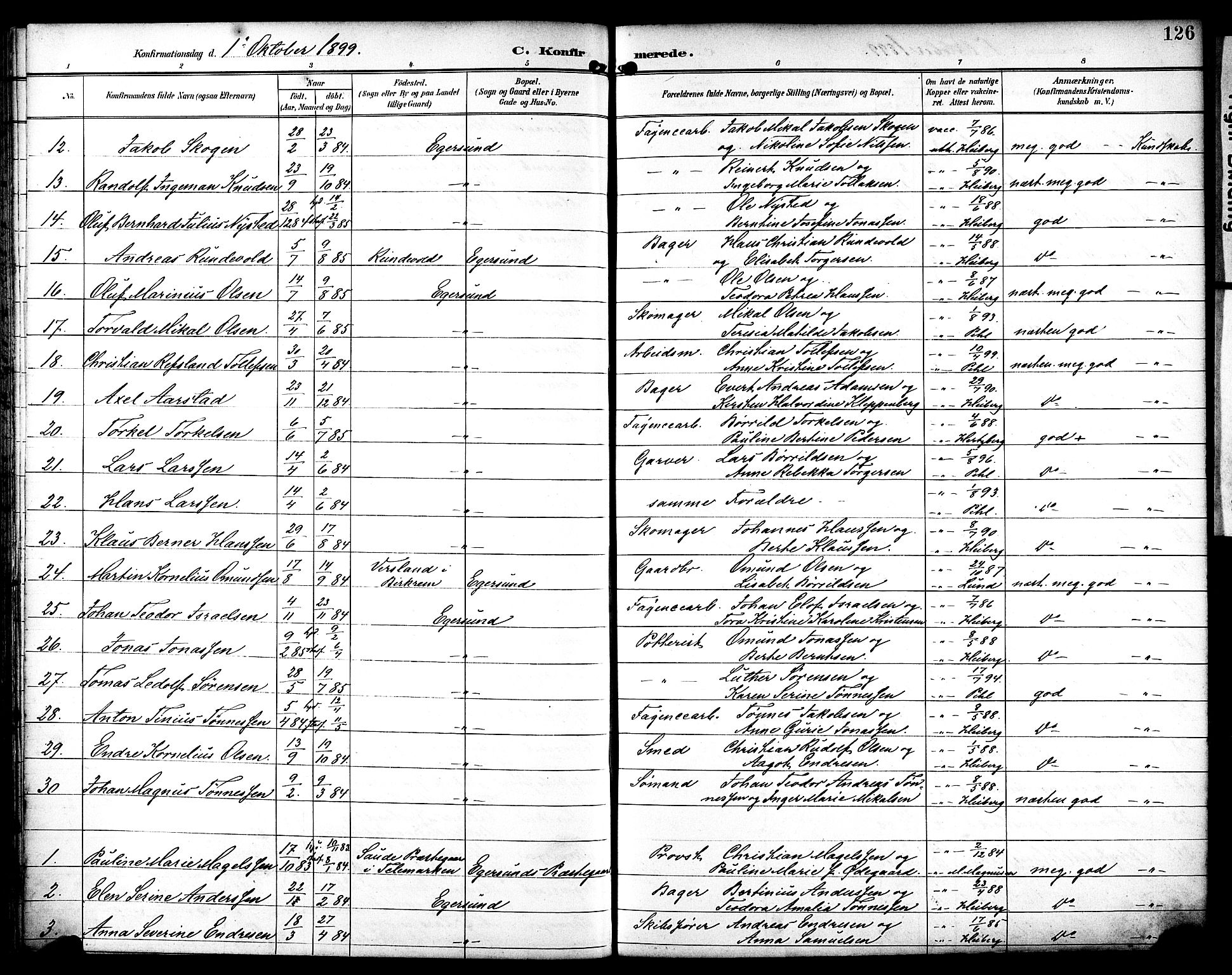 Eigersund sokneprestkontor, AV/SAST-A-101807/S08/L0019: Parish register (official) no. A 18, 1892-1905, p. 126