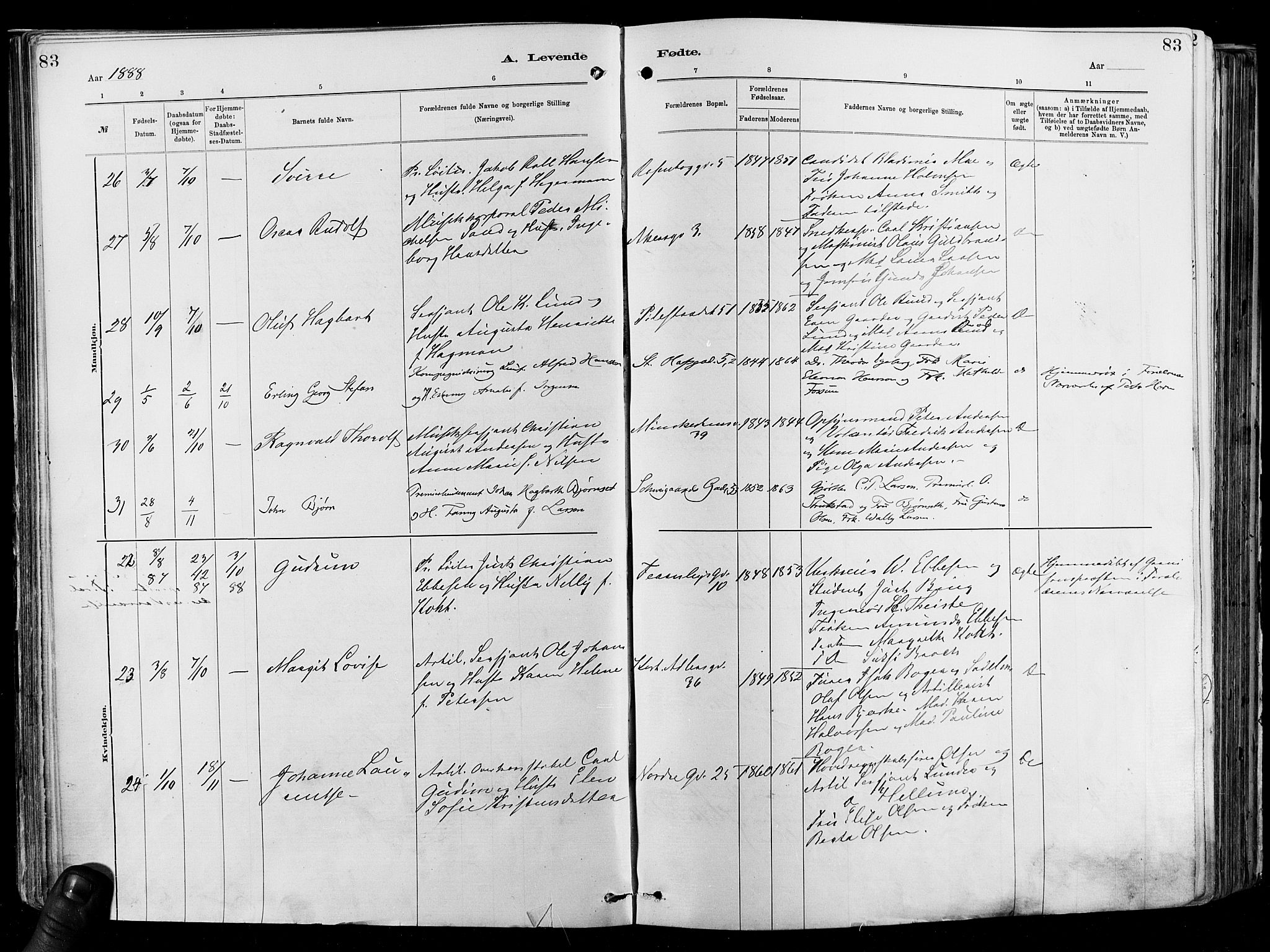 Garnisonsmenigheten Kirkebøker, AV/SAO-A-10846/F/Fa/L0012: Parish register (official) no. 12, 1880-1893, p. 83