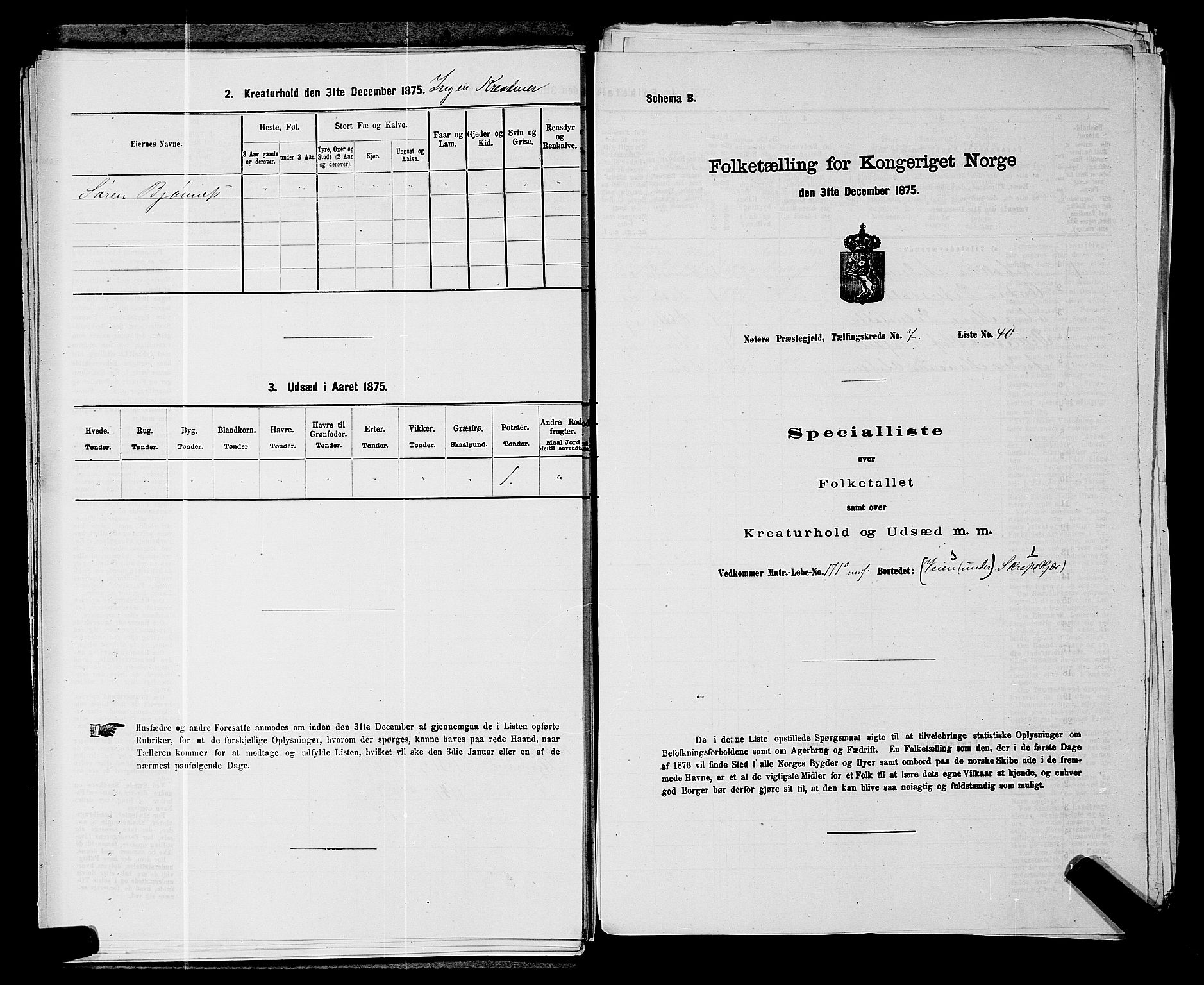 SAKO, 1875 census for 0722P Nøtterøy, 1875, p. 1414