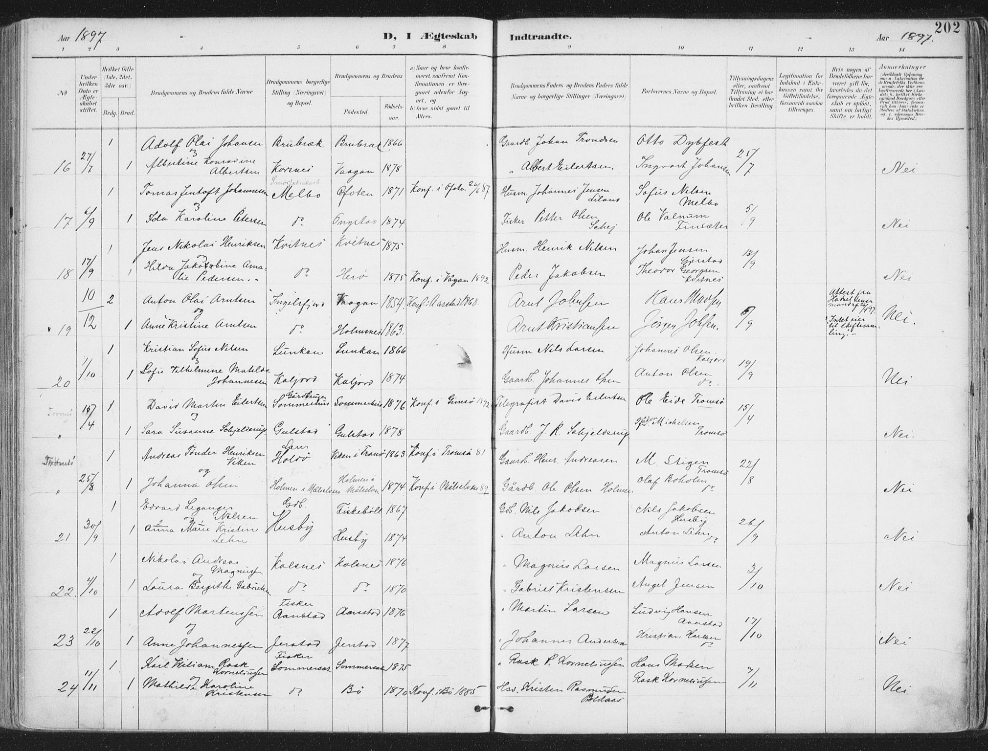 Ministerialprotokoller, klokkerbøker og fødselsregistre - Nordland, SAT/A-1459/888/L1246: Parish register (official) no. 888A12, 1891-1903, p. 202