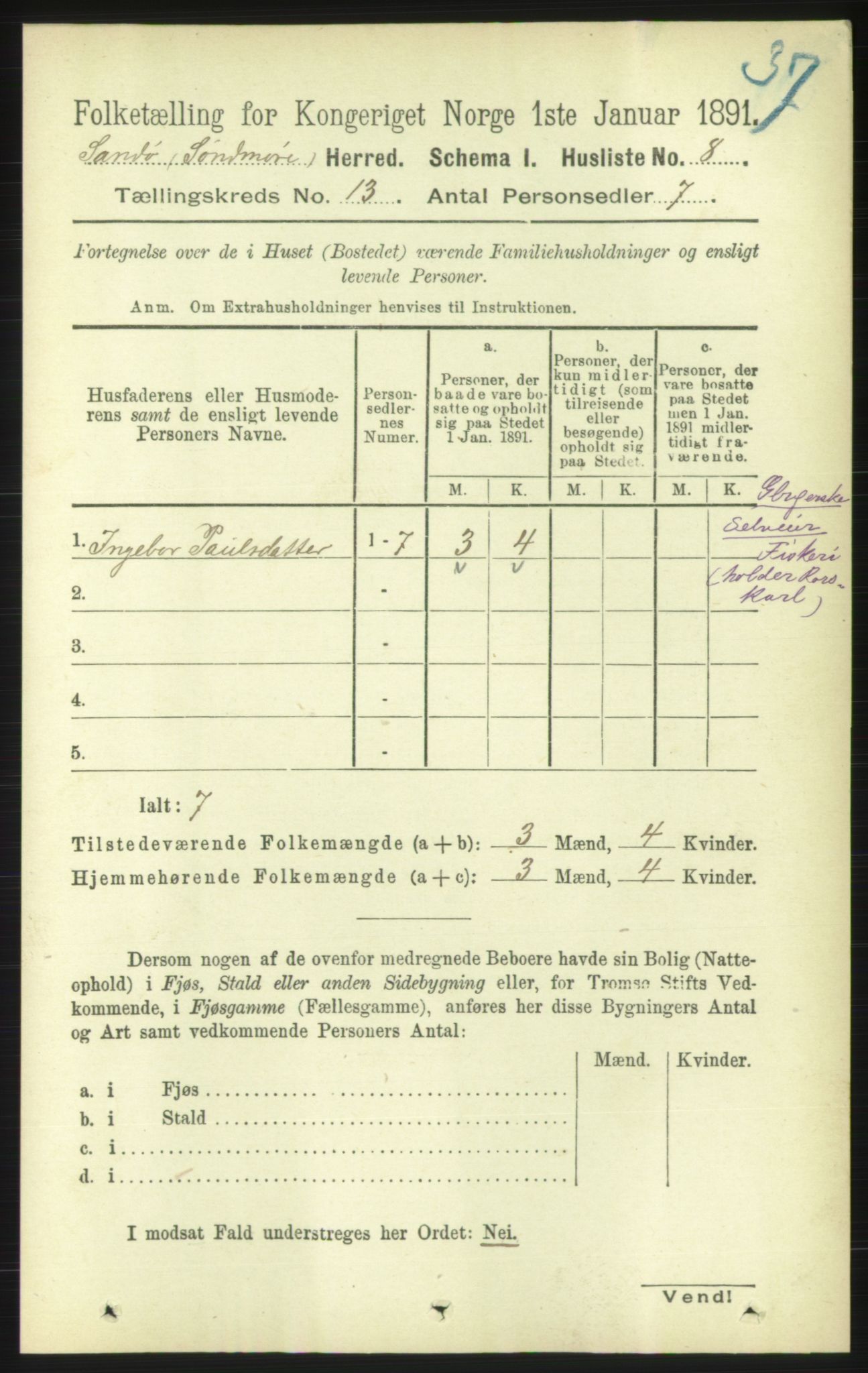 RA, 1891 census for 1514 Sande, 1891, p. 2410