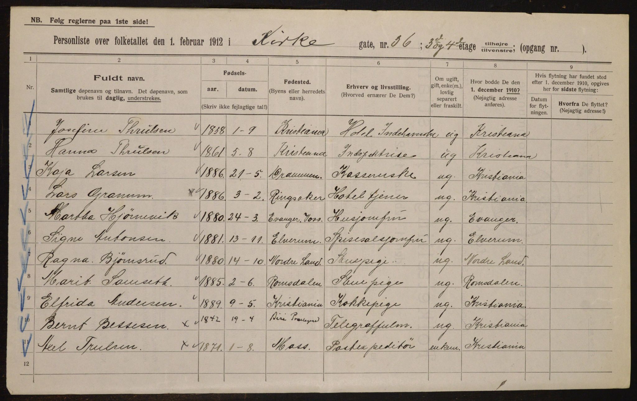 OBA, Municipal Census 1912 for Kristiania, 1912, p. 50253