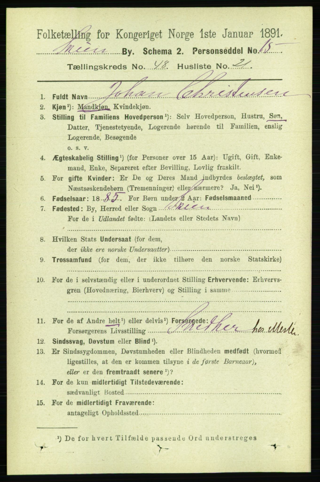 RA, 1891 census for 0806 Skien, 1891, p. 9968