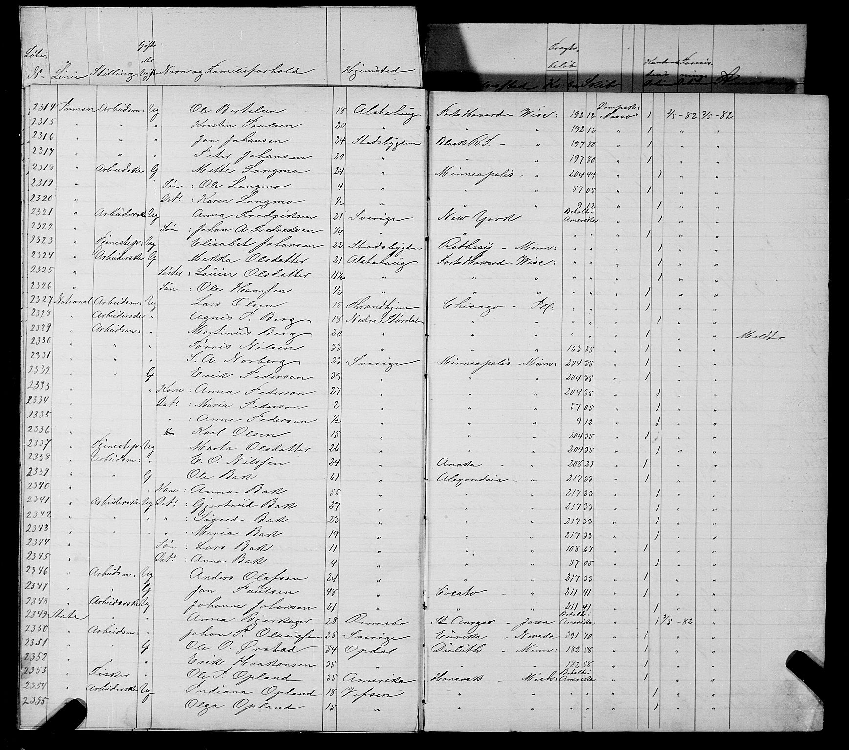 Trondheim politikammer, AV/SAT-A-1887/1/32/L0006: Emigrantprotokoll VI, 1882-1885