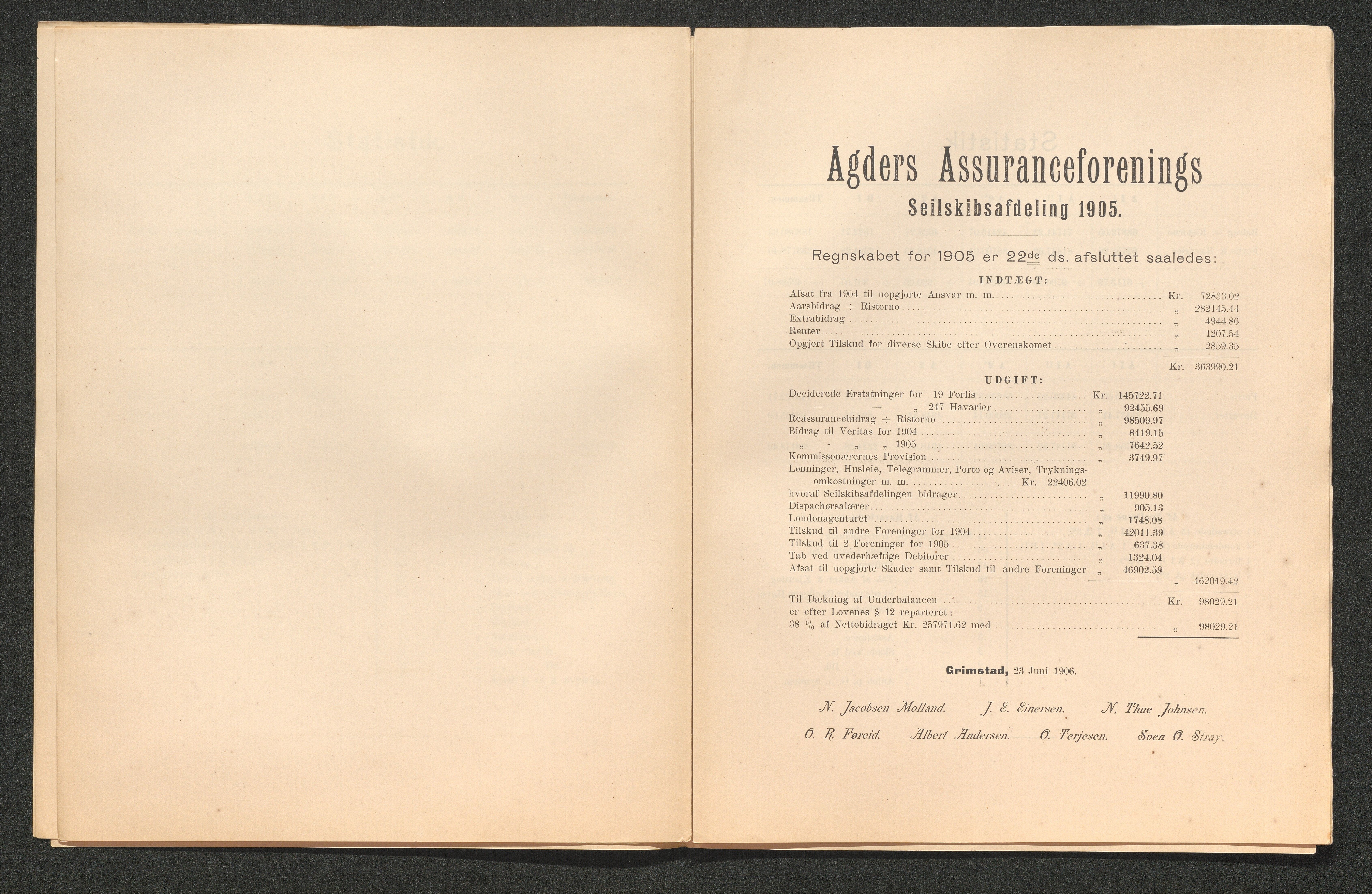 Agders Gjensidige Assuranceforening, AAKS/PA-1718/05/L0003: Regnskap, seilavdeling, pakkesak, 1890-1912