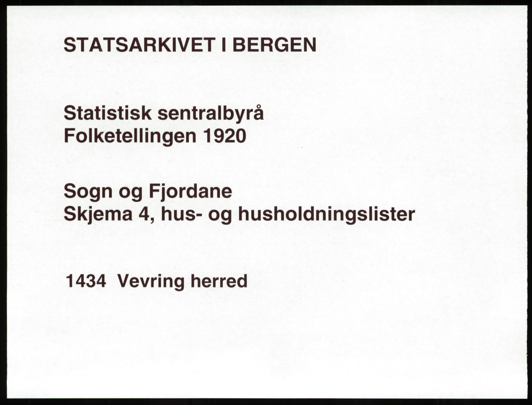 SAB, 1920 census for Vevring, 1920, p. 25