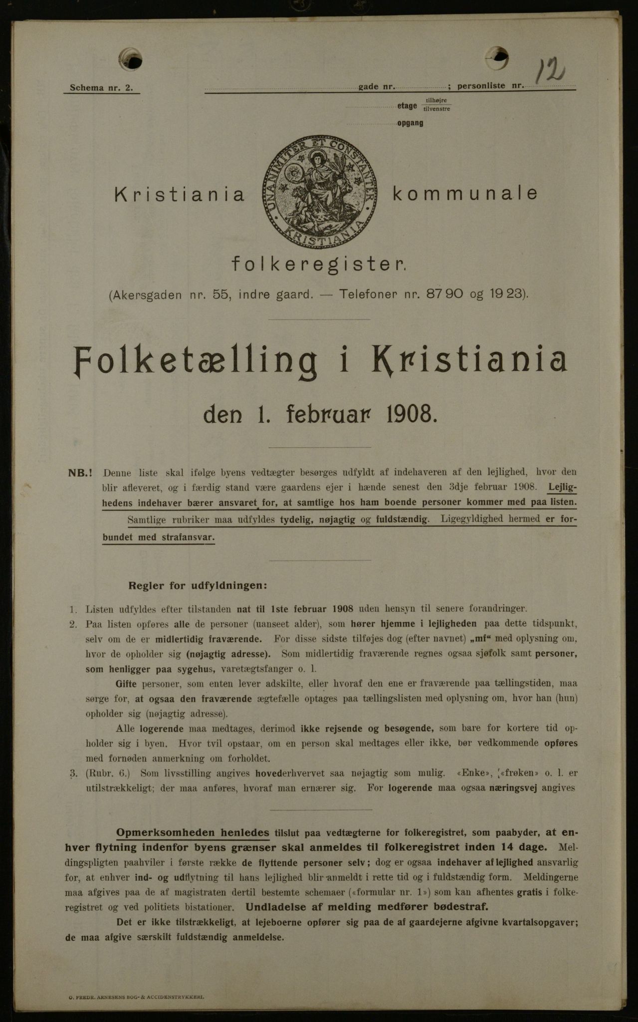 OBA, Municipal Census 1908 for Kristiania, 1908, p. 1923