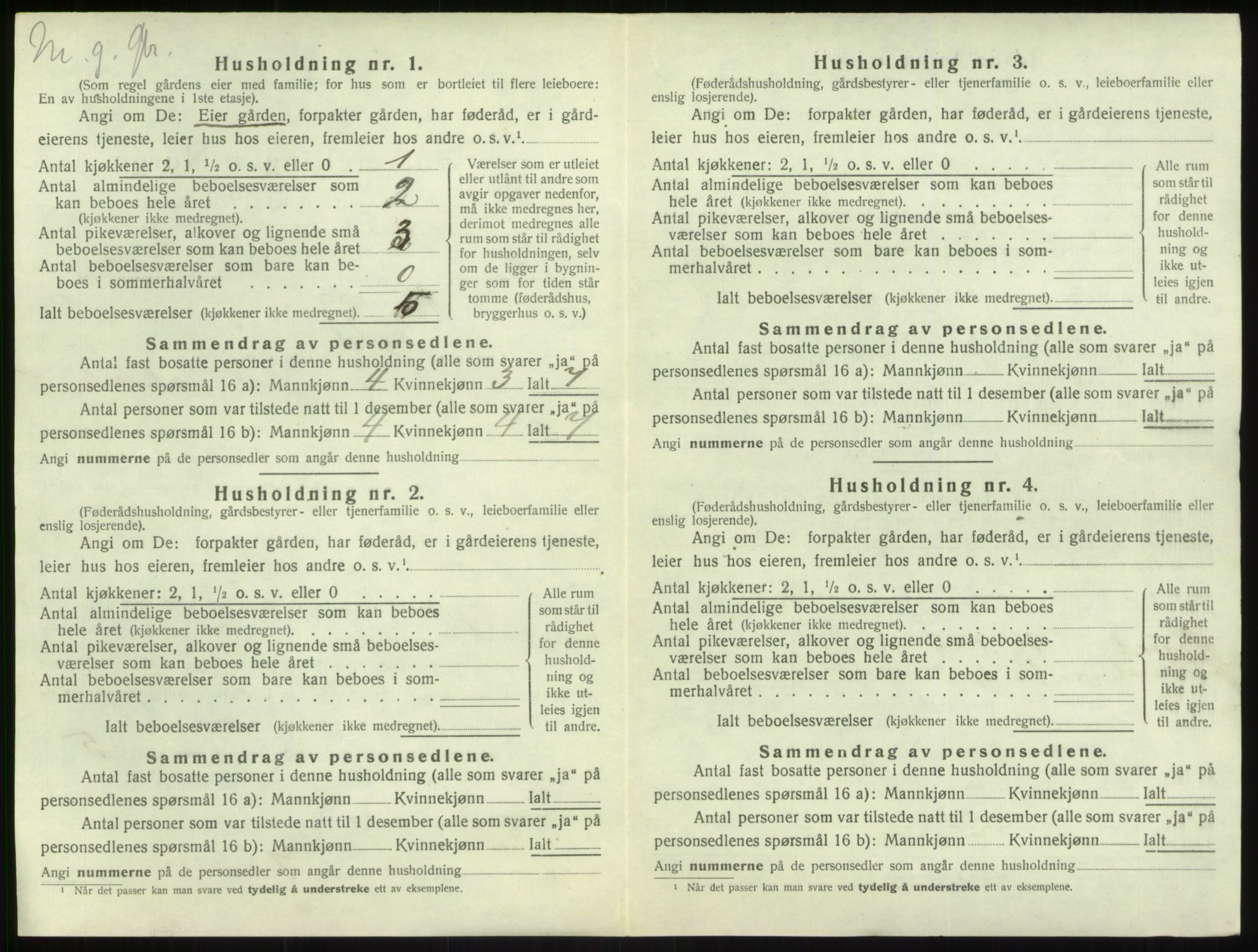 SAB, 1920 census for Vik, 1920, p. 907