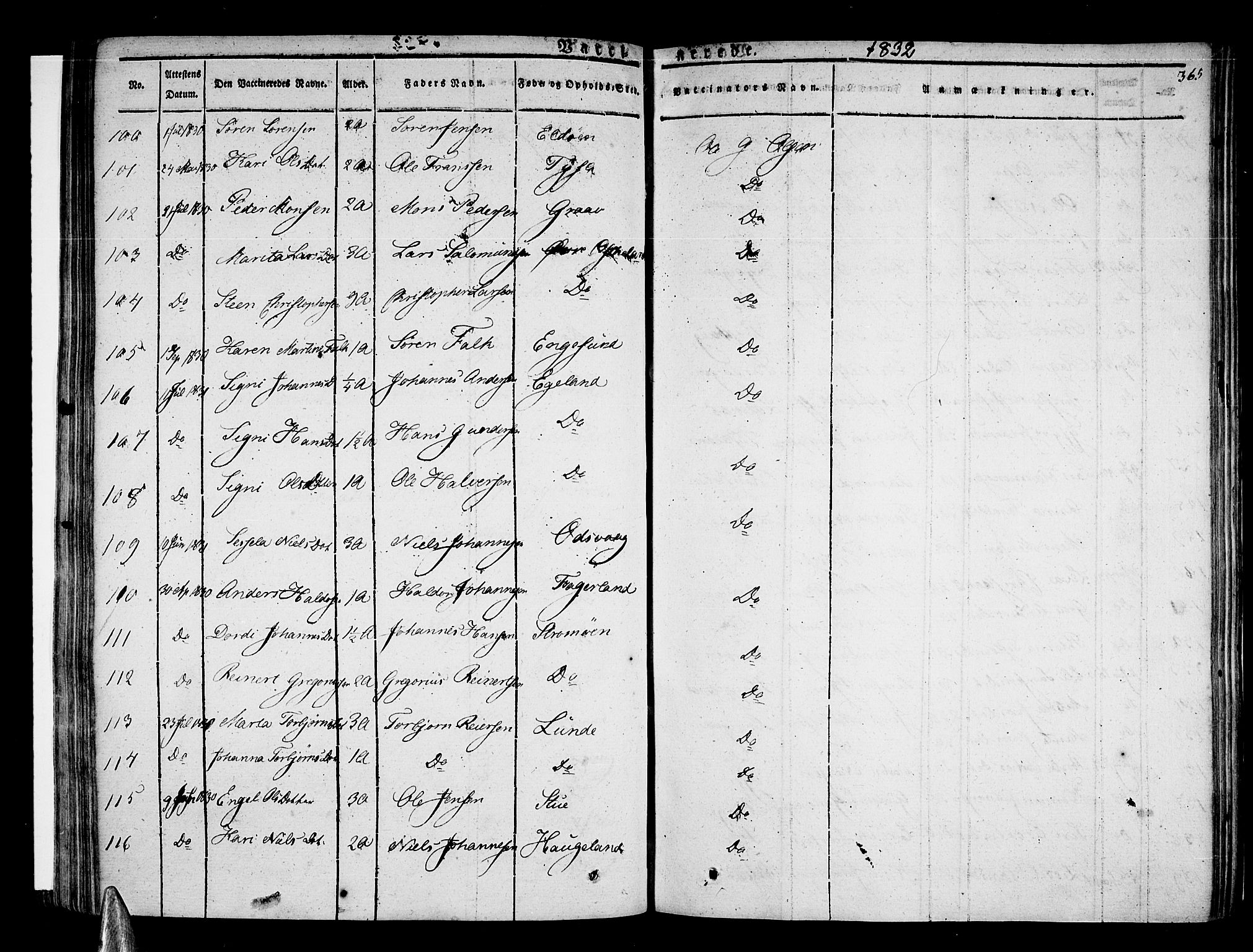 Stord sokneprestembete, AV/SAB-A-78201/H/Haa: Parish register (official) no. A 6, 1826-1840, p. 365