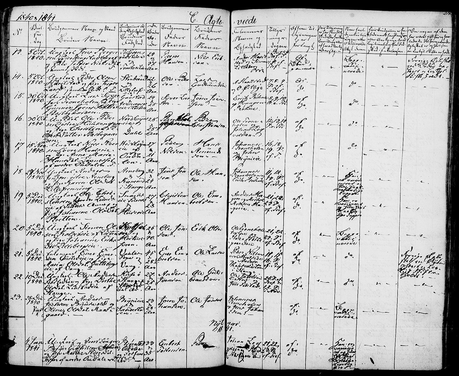 Romedal prestekontor, SAH/PREST-004/K/L0003: Parish register (official) no. 3, 1829-1846, p. 213