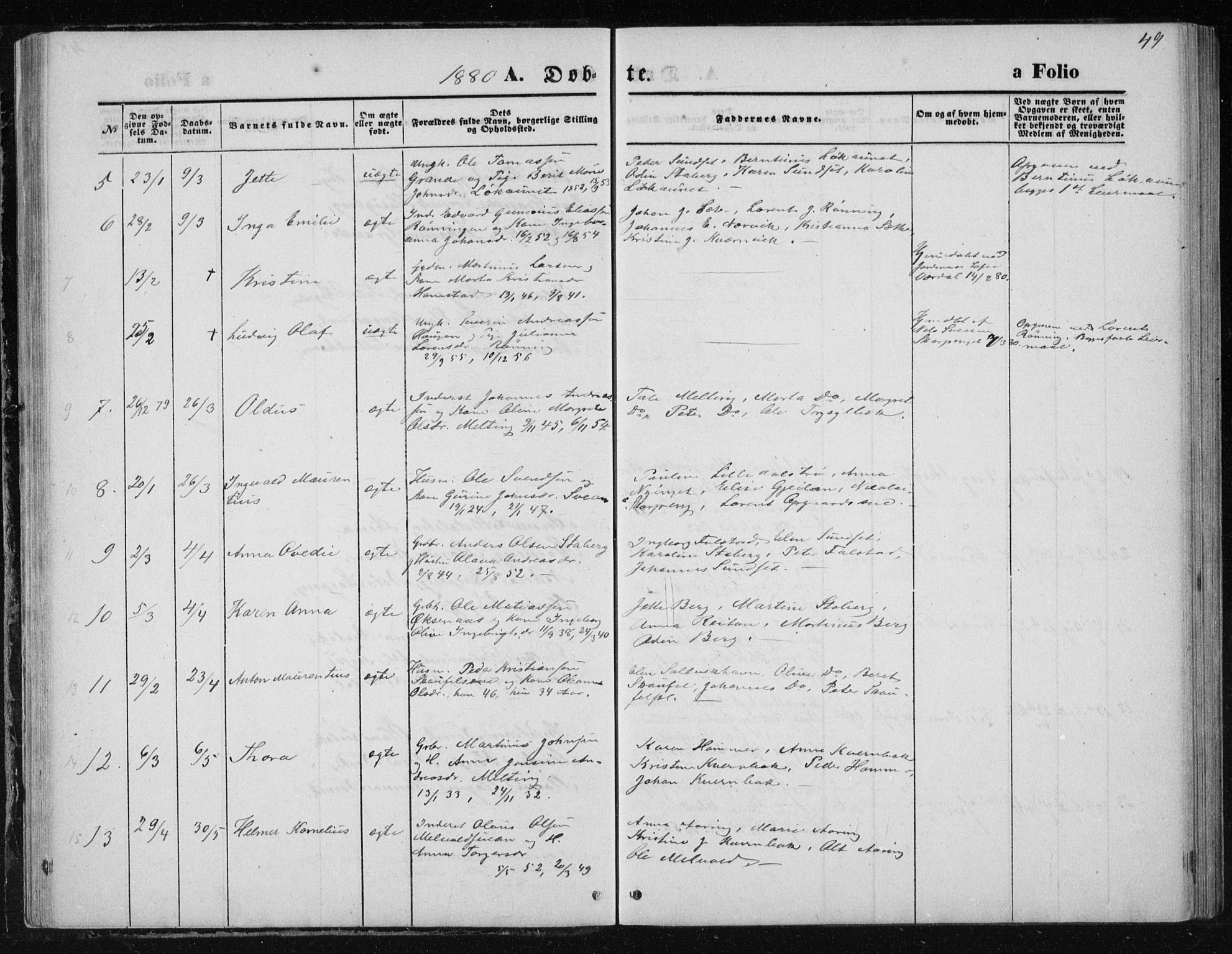 Ministerialprotokoller, klokkerbøker og fødselsregistre - Nord-Trøndelag, AV/SAT-A-1458/733/L0324: Parish register (official) no. 733A03, 1870-1883, p. 49