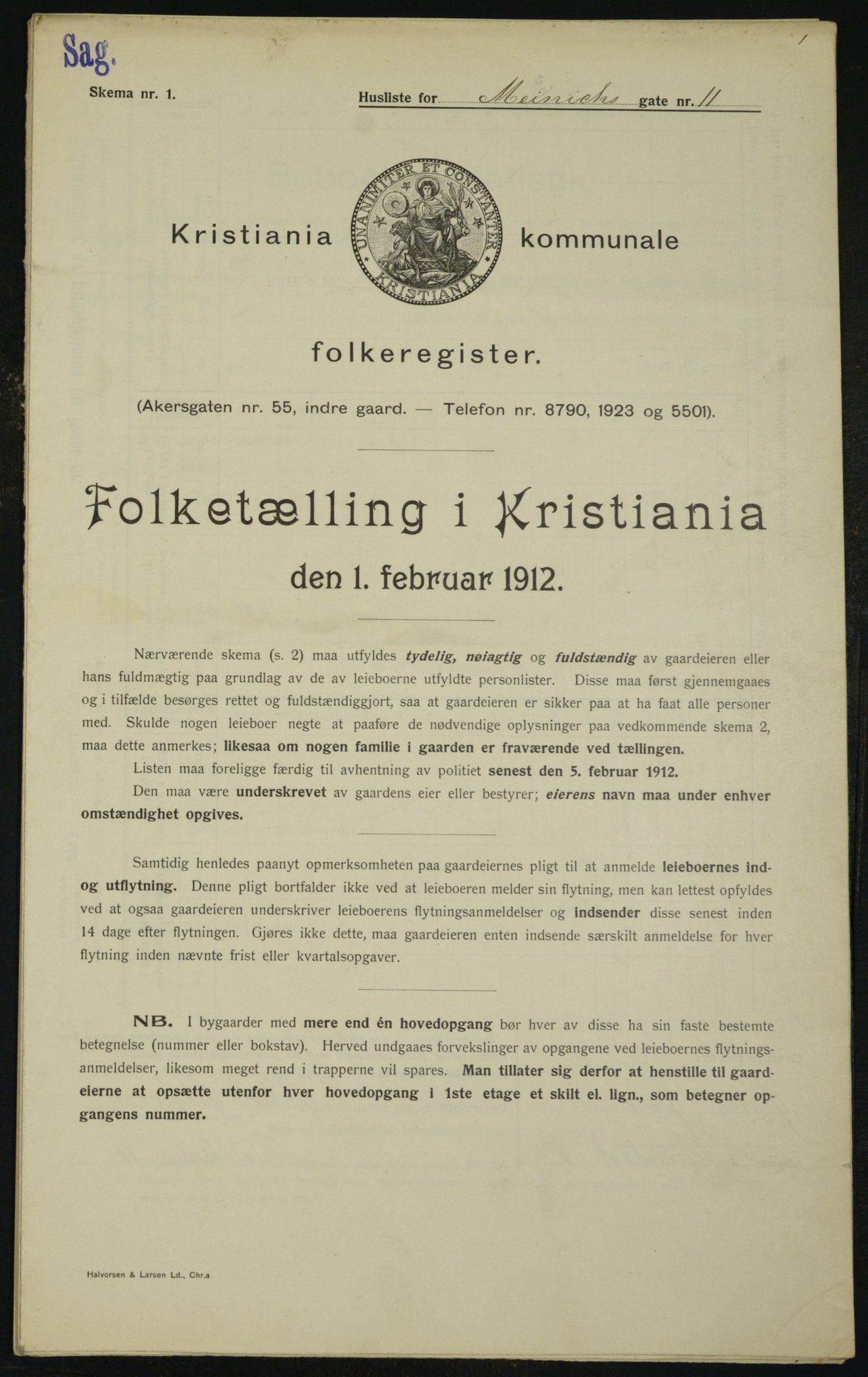 OBA, Municipal Census 1912 for Kristiania, 1912, p. 65423