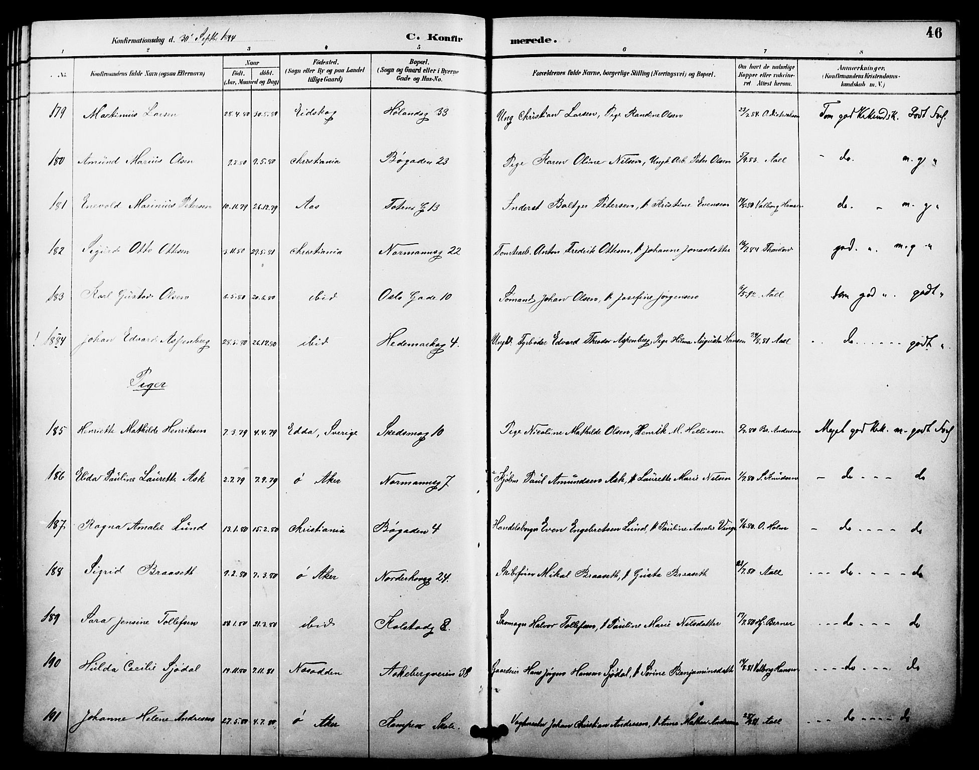 Kampen prestekontor Kirkebøker, AV/SAO-A-10853/F/Fa/L0008: Parish register (official) no. I 8, 1892-1902, p. 46