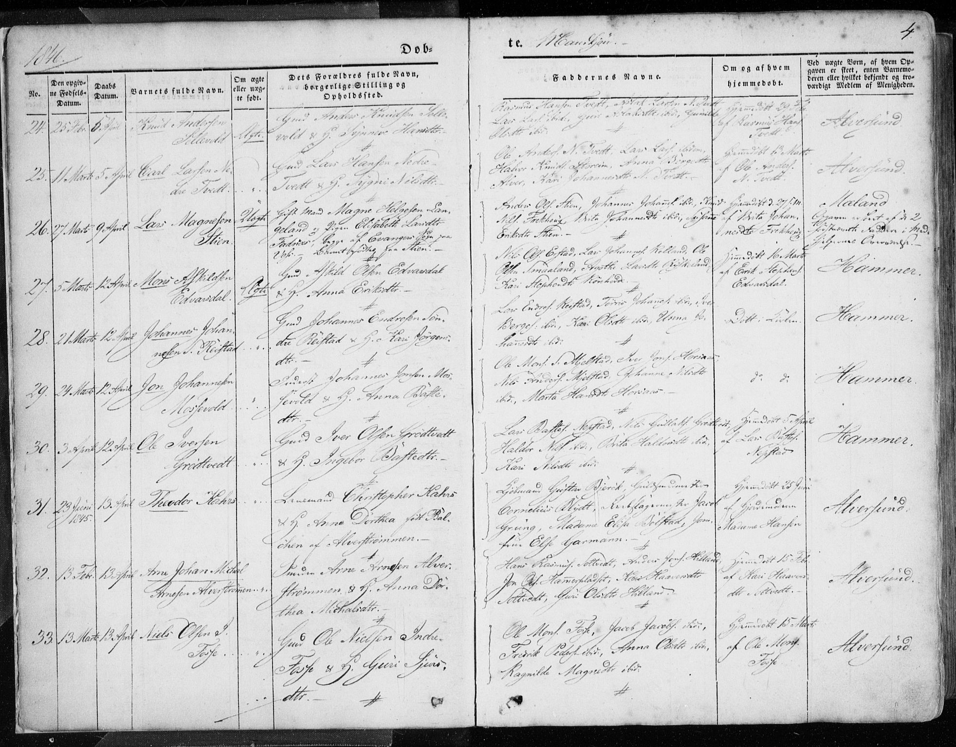 Hamre sokneprestembete, AV/SAB-A-75501/H/Ha/Haa/Haaa/L0013: Parish register (official) no. A 13, 1846-1857, p. 4