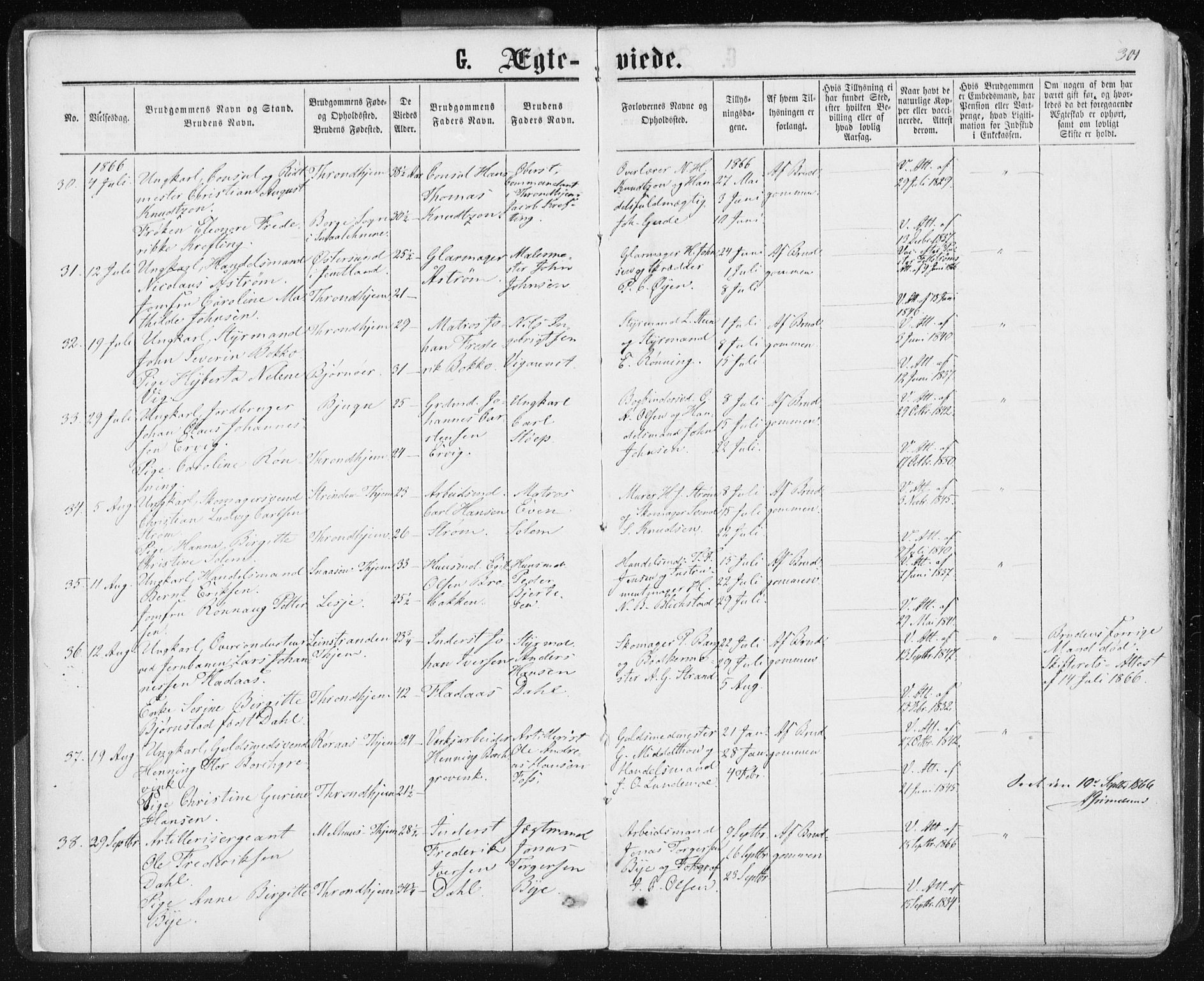 Ministerialprotokoller, klokkerbøker og fødselsregistre - Sør-Trøndelag, AV/SAT-A-1456/601/L0055: Parish register (official) no. 601A23, 1866-1877, p. 301