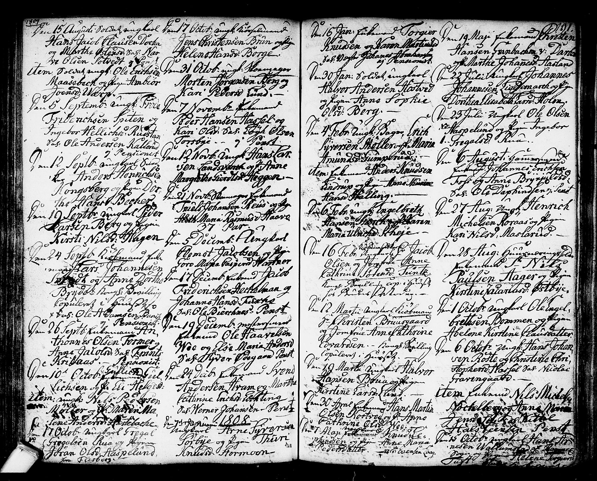 Kongsberg kirkebøker, SAKO/A-22/F/Fa/L0007: Parish register (official) no. I 7, 1795-1816, p. 191
