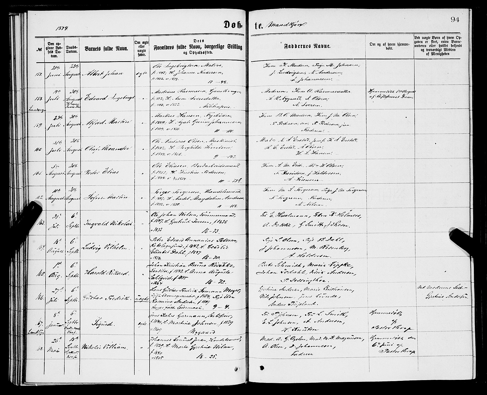 Domkirken sokneprestembete, AV/SAB-A-74801/H/Hab/L0013: Parish register (copy) no. B 6, 1869-1876, p. 94