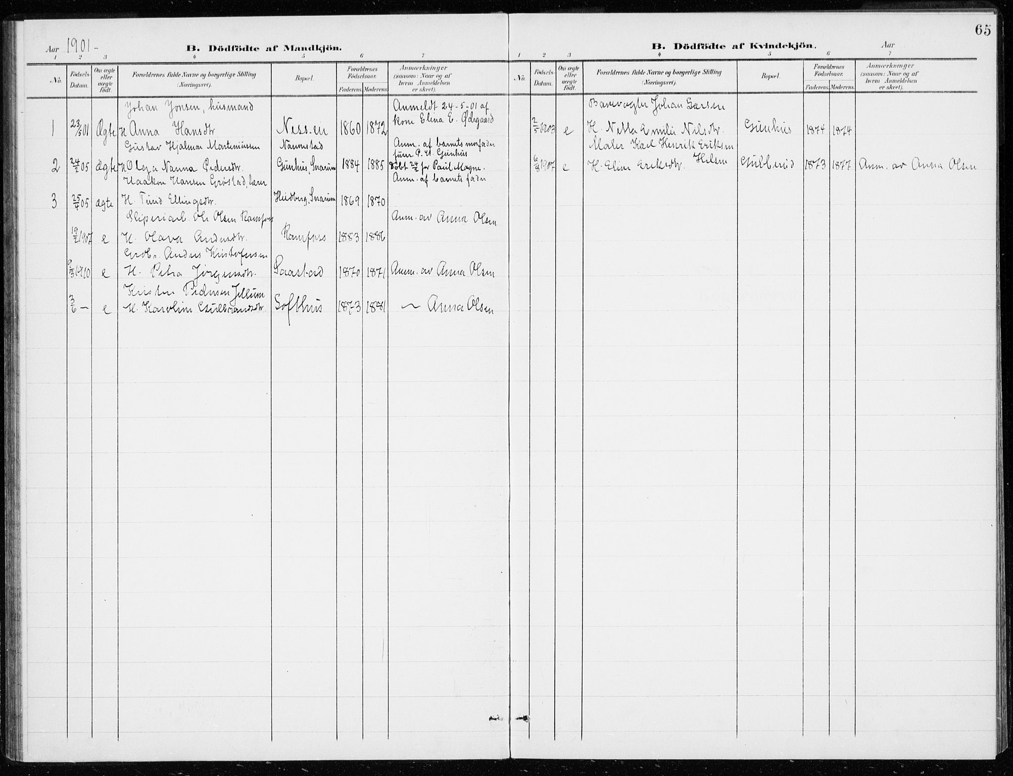 Modum kirkebøker, AV/SAKO-A-234/G/Gd/L0001: Parish register (copy) no. IV 1, 1901-1921, p. 65