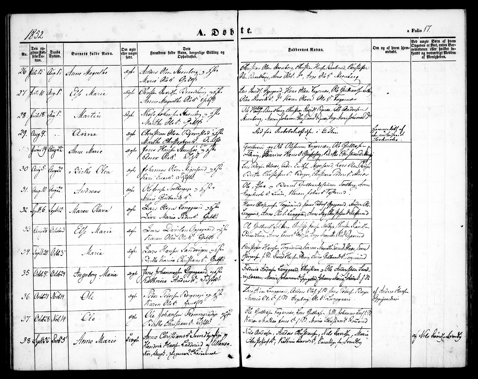 Hurdal prestekontor Kirkebøker, SAO/A-10889/F/Fb/L0001: Parish register (official) no. II 1, 1846-1859, p. 17