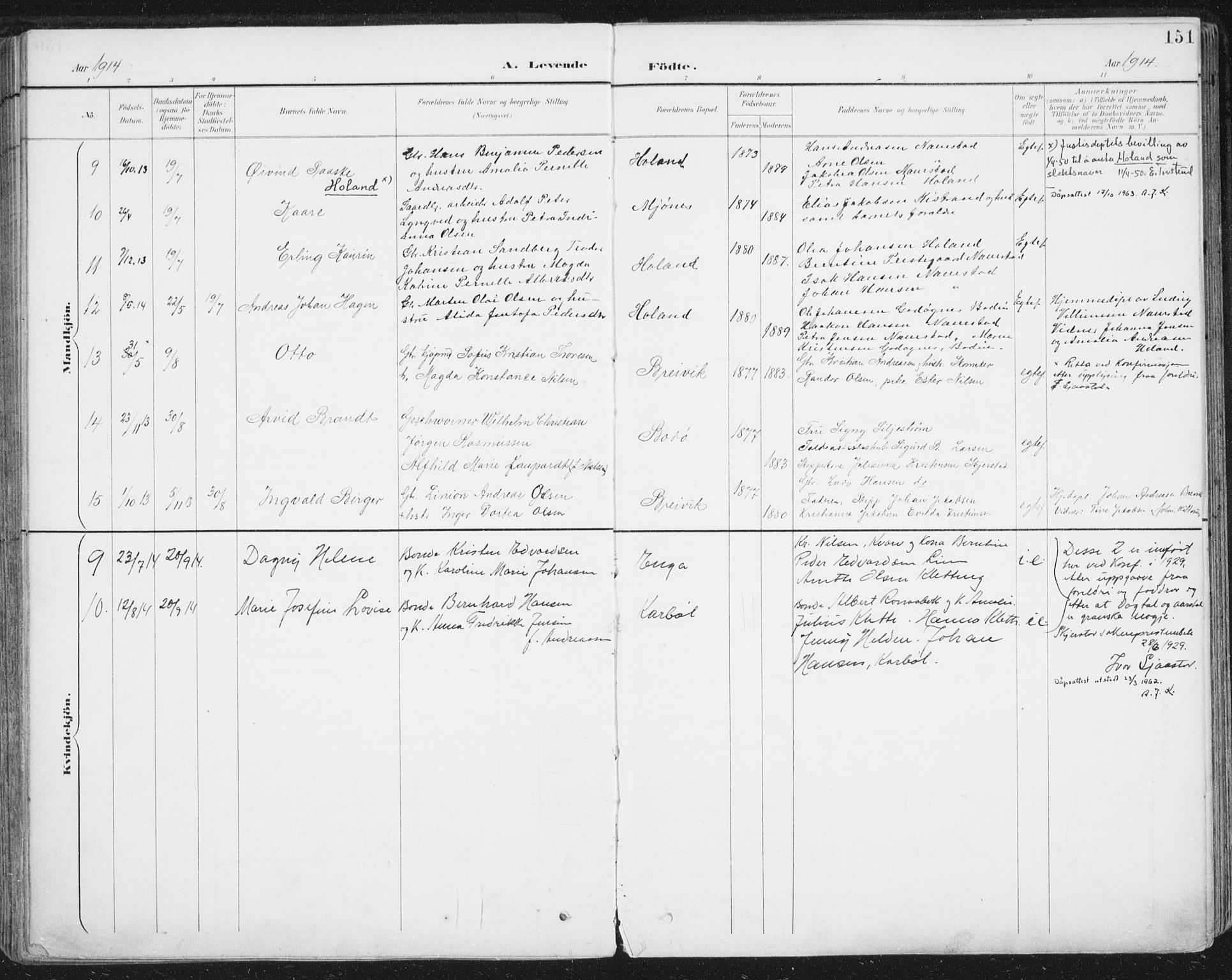 Ministerialprotokoller, klokkerbøker og fødselsregistre - Nordland, SAT/A-1459/852/L0741: Parish register (official) no. 852A11, 1894-1917, p. 151