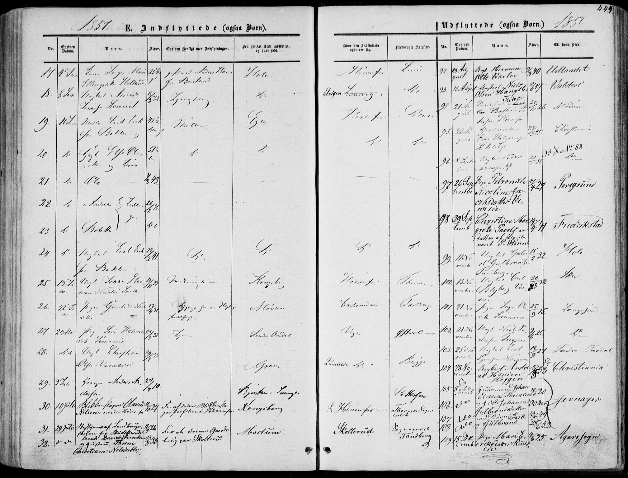 Norderhov kirkebøker, SAKO/A-237/F/Fa/L0012: Parish register (official) no. 12, 1856-1865, p. 444