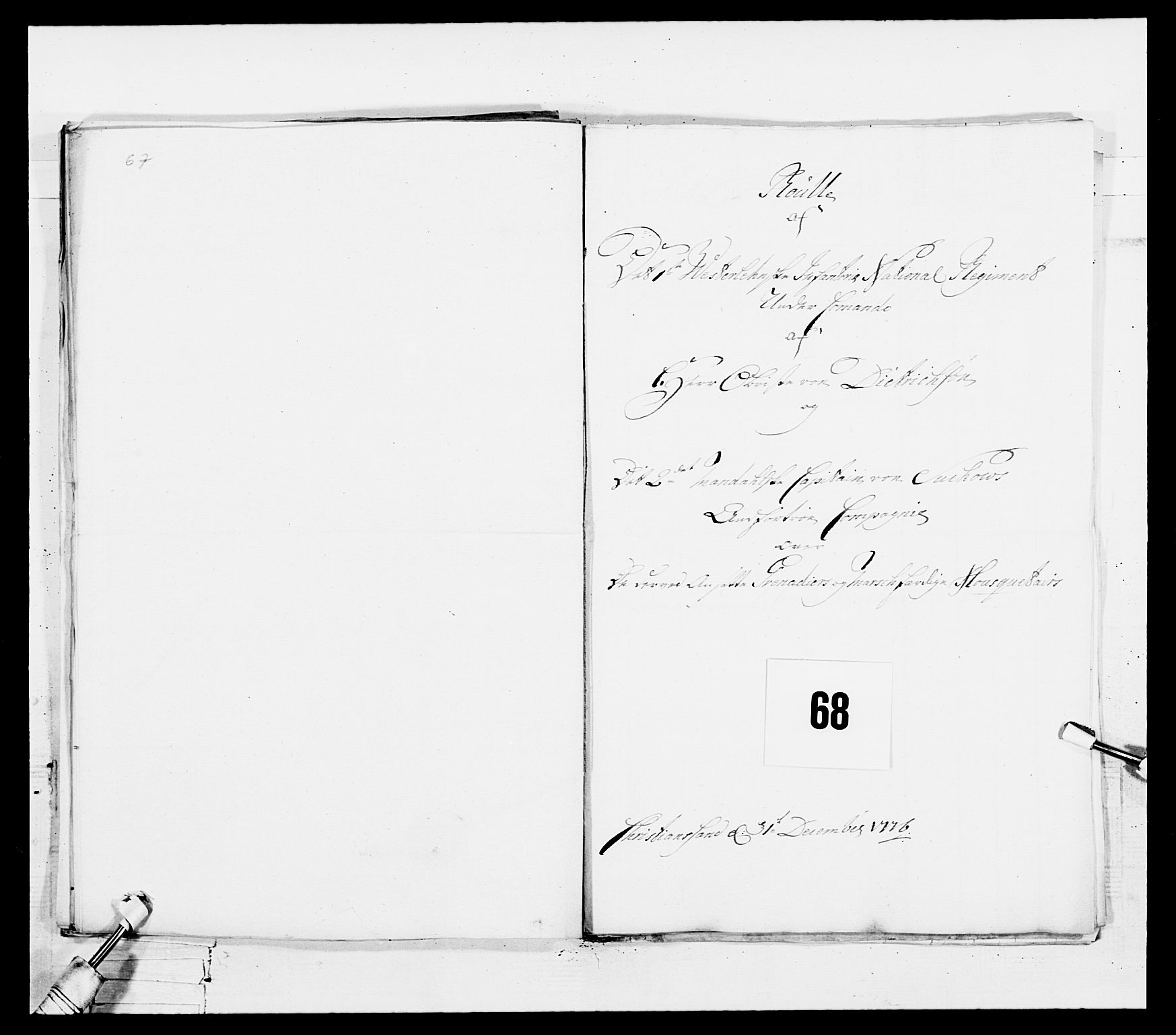 Generalitets- og kommissariatskollegiet, Det kongelige norske kommissariatskollegium, AV/RA-EA-5420/E/Eh/L0101: 1. Vesterlenske nasjonale infanteriregiment, 1766-1777, p. 490